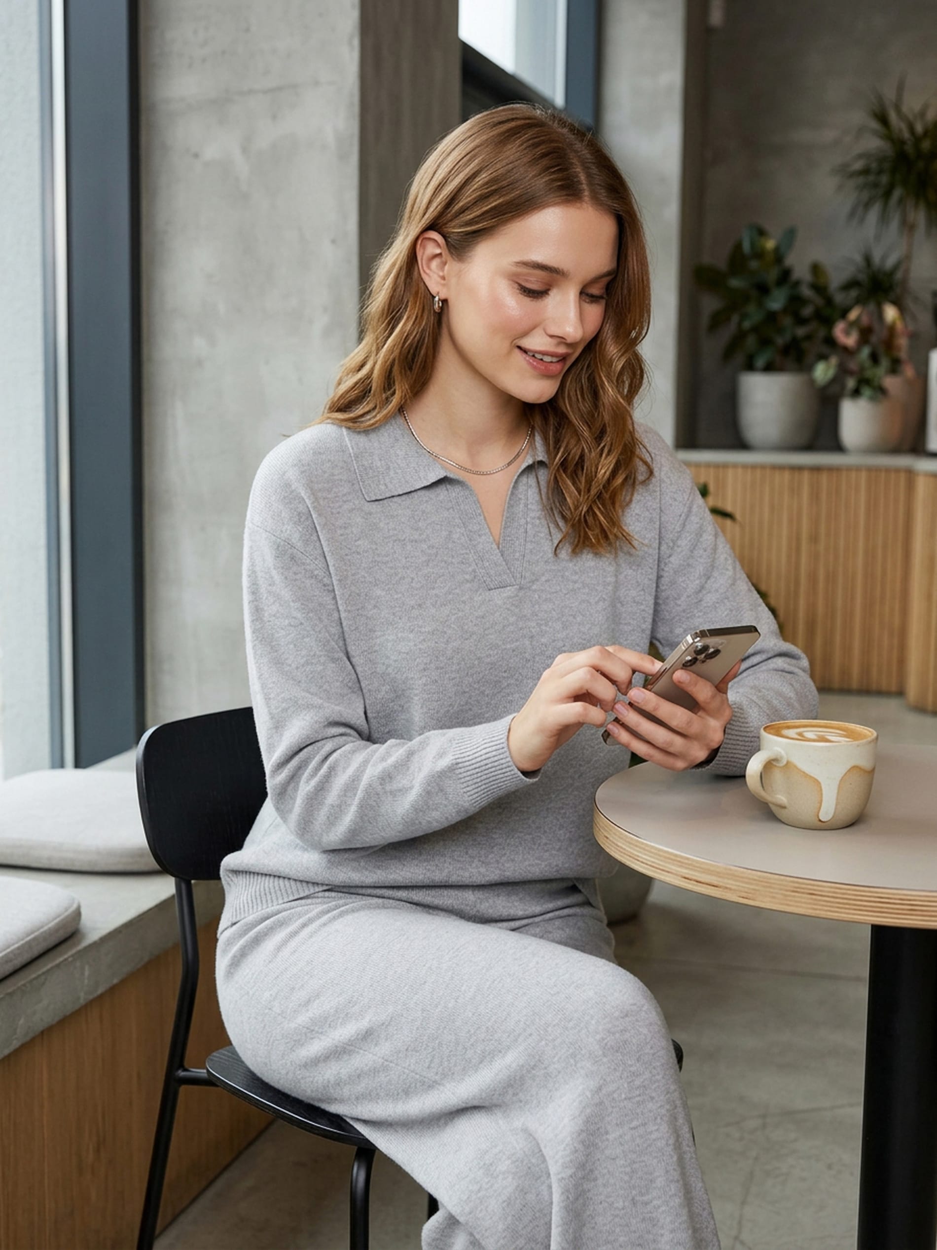 Sinsay - Dzianinowe spodnie z elastycznym pasem - szary