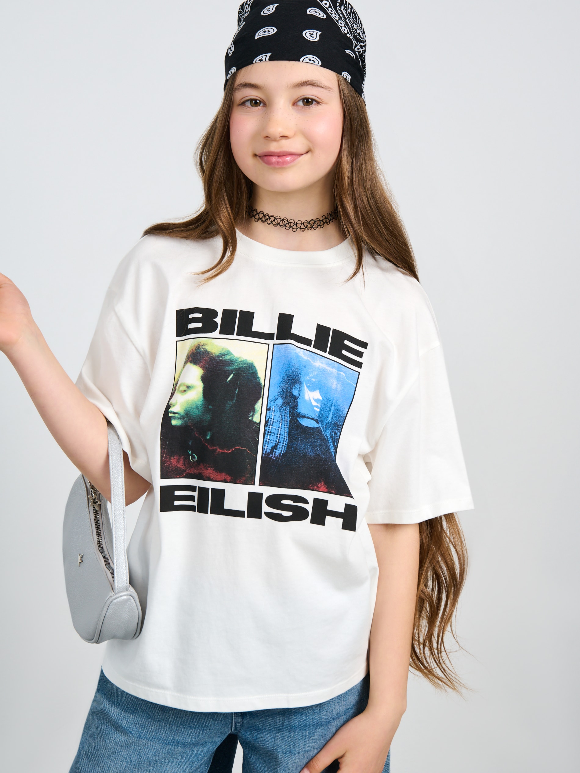 Sinsay - Koszulka Billie Eilish - kremowy