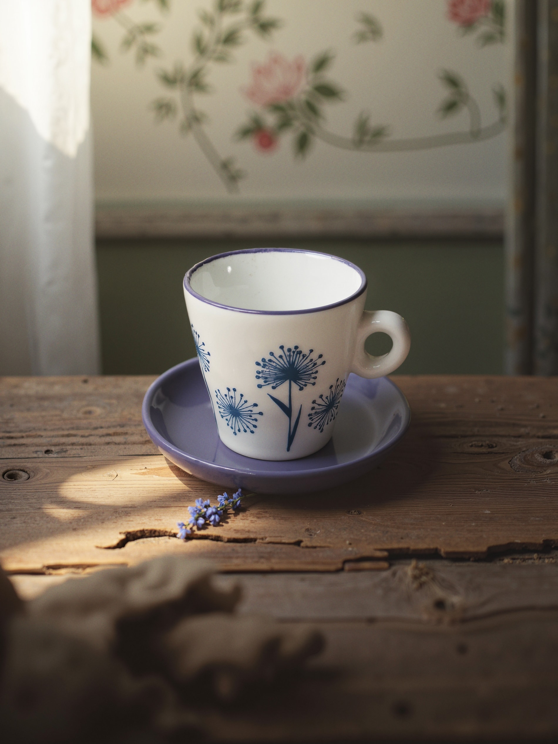 Sinsay - Filiżanka ze spodkiem do espresso - fioletowy