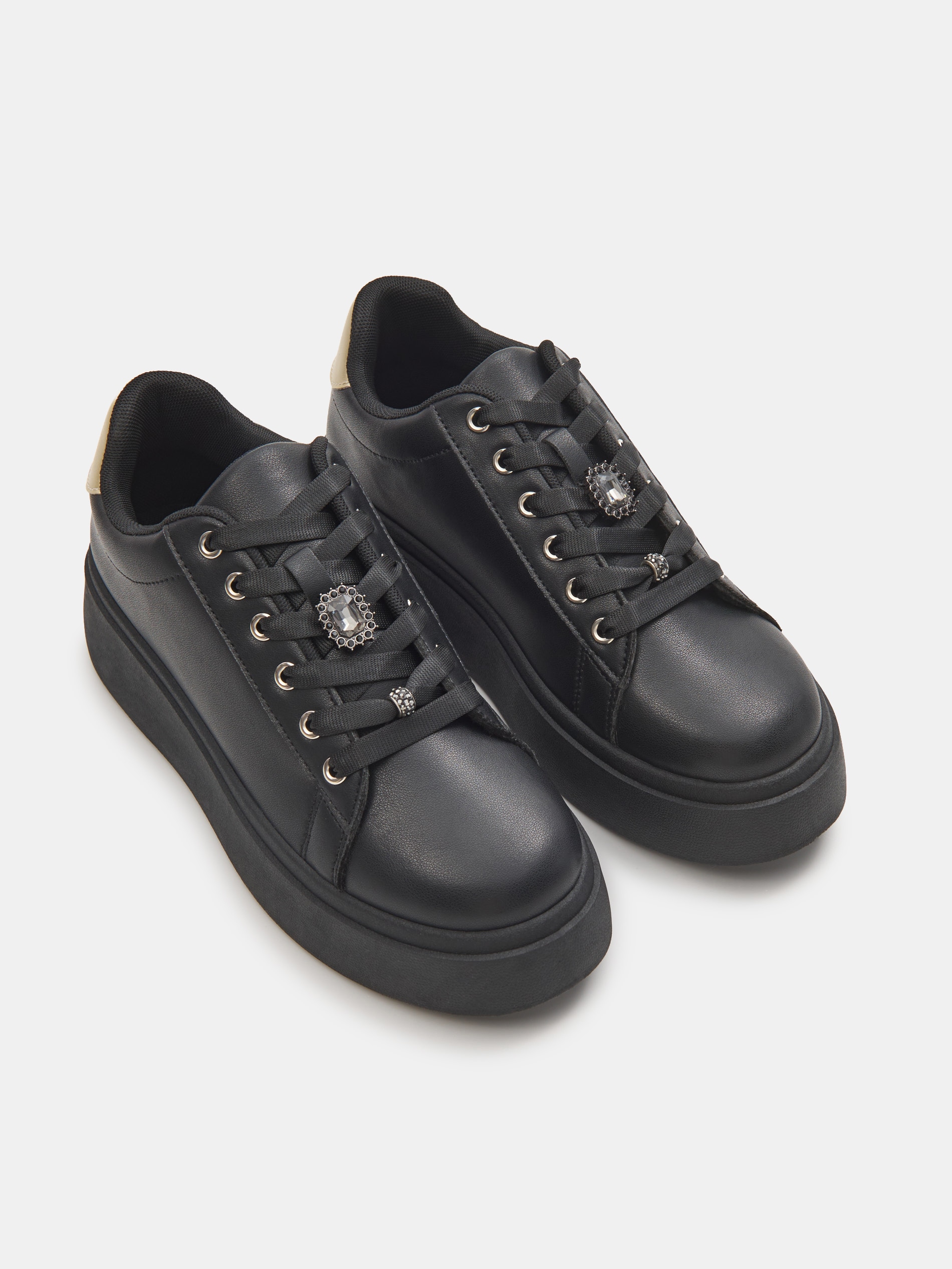 Sneakersy na platformie z imitacji skóry