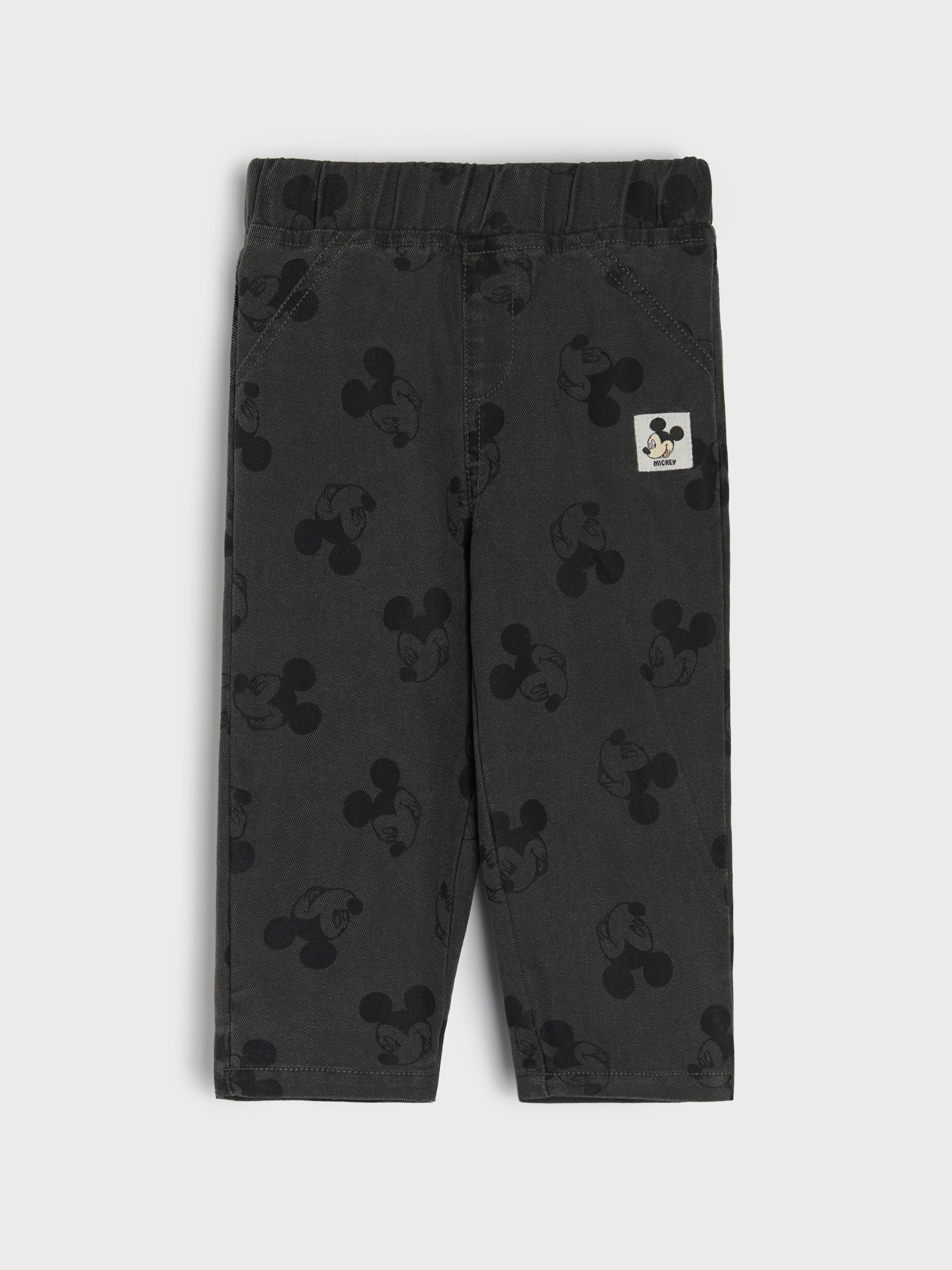 Jeansy pull on ze wzorem Mickey Mouse