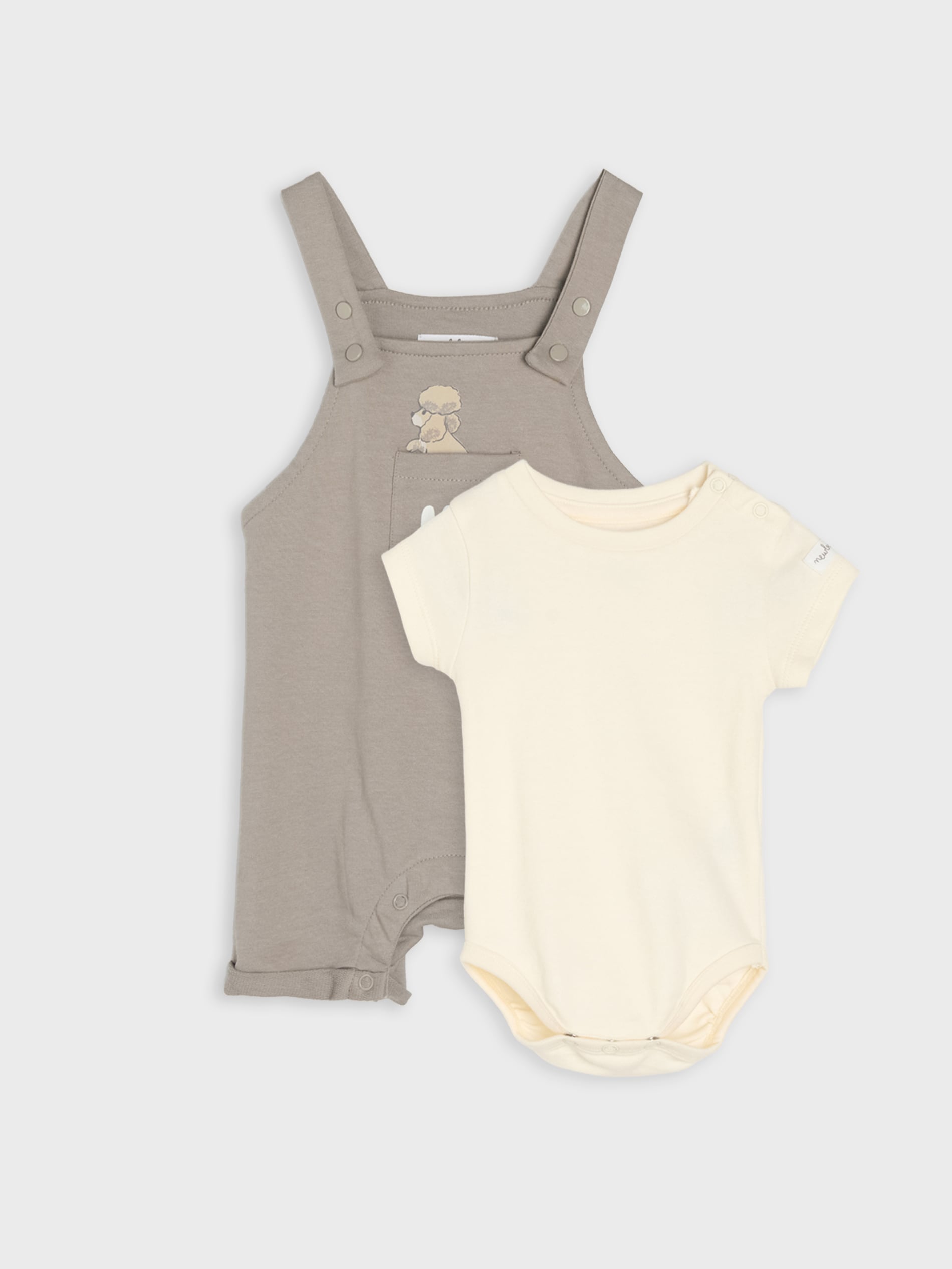 Sinsay - Bawełniany komplet: body i ogrodniczki - beżowy