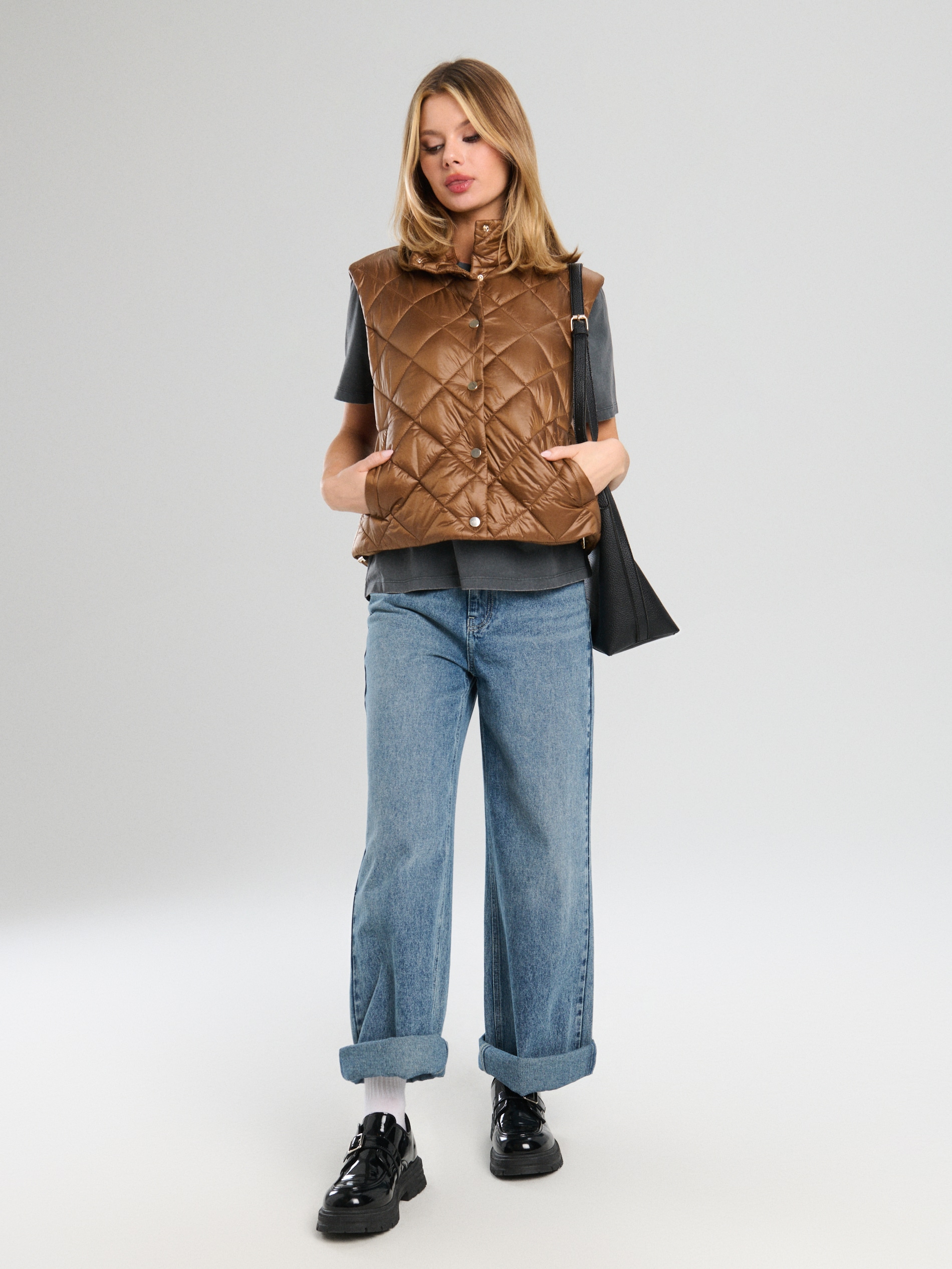 Sinsay - Καπιτονέ γιλέκο - χρυσο-καφε φωτογραφία