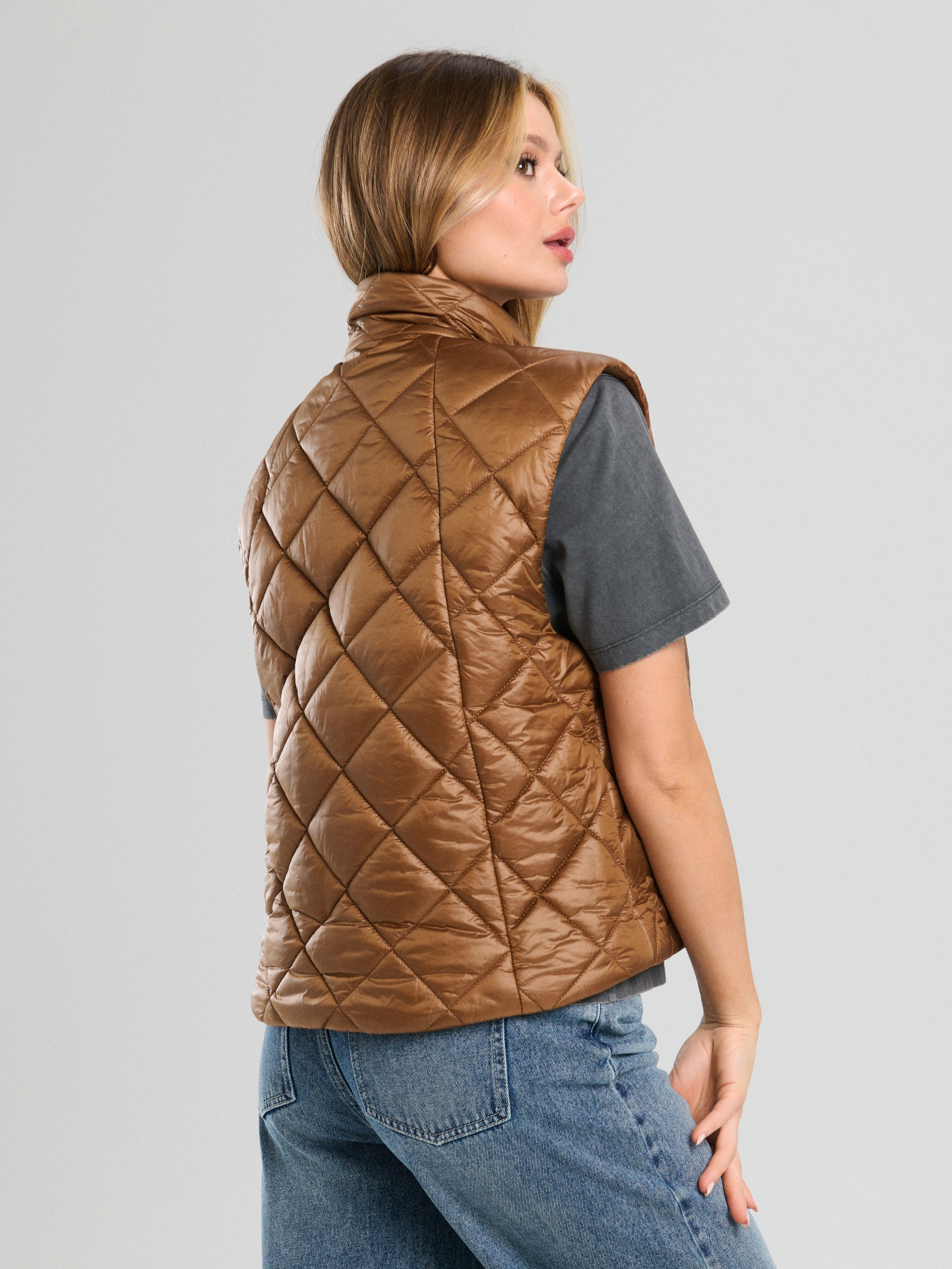 Sinsay - Καπιτονέ γιλέκο - χρυσο-καφε φωτογραφία