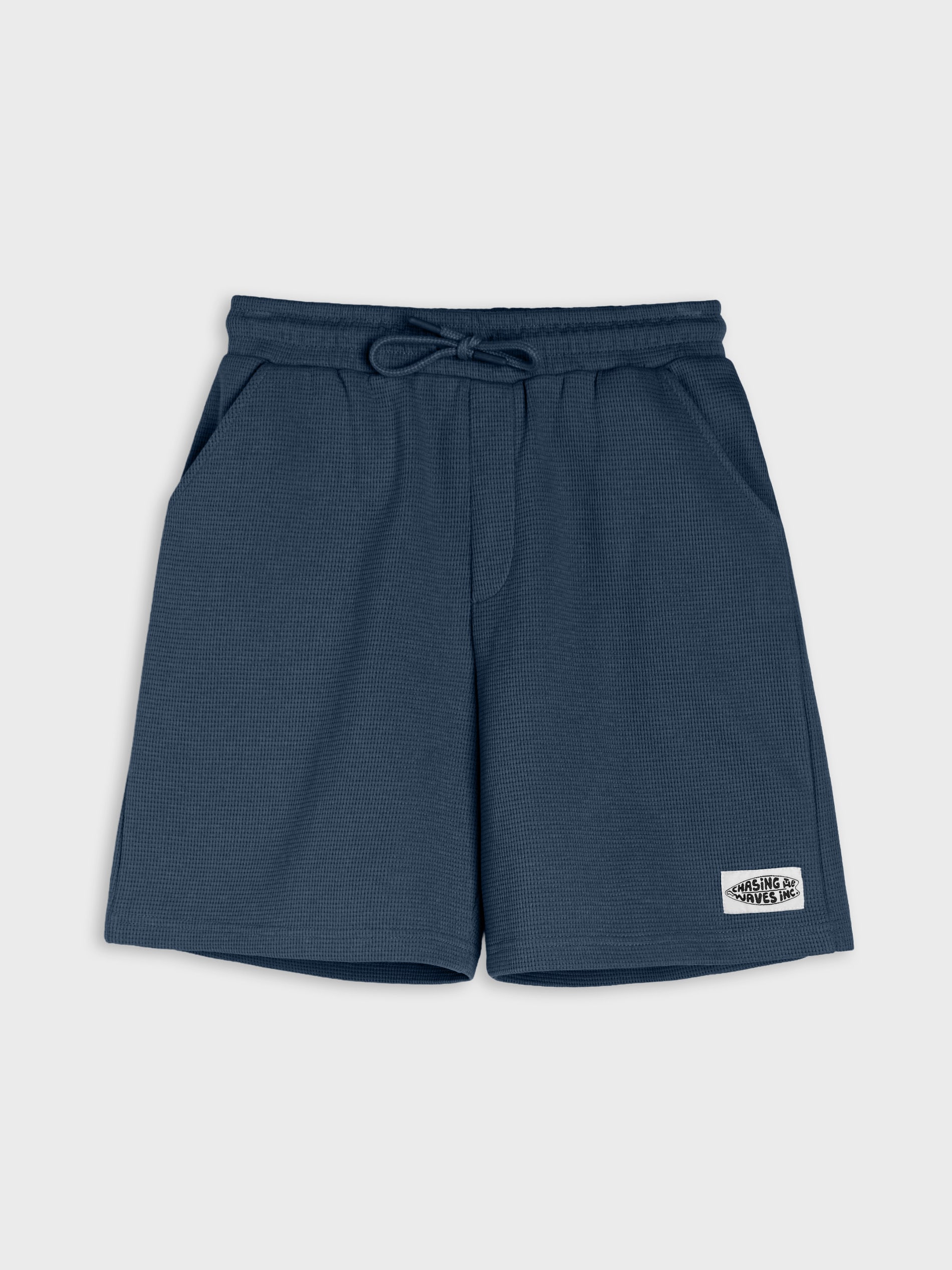 Sinsay - Bawełniane szorty loose z wafelkowej dzianiny - granatowy