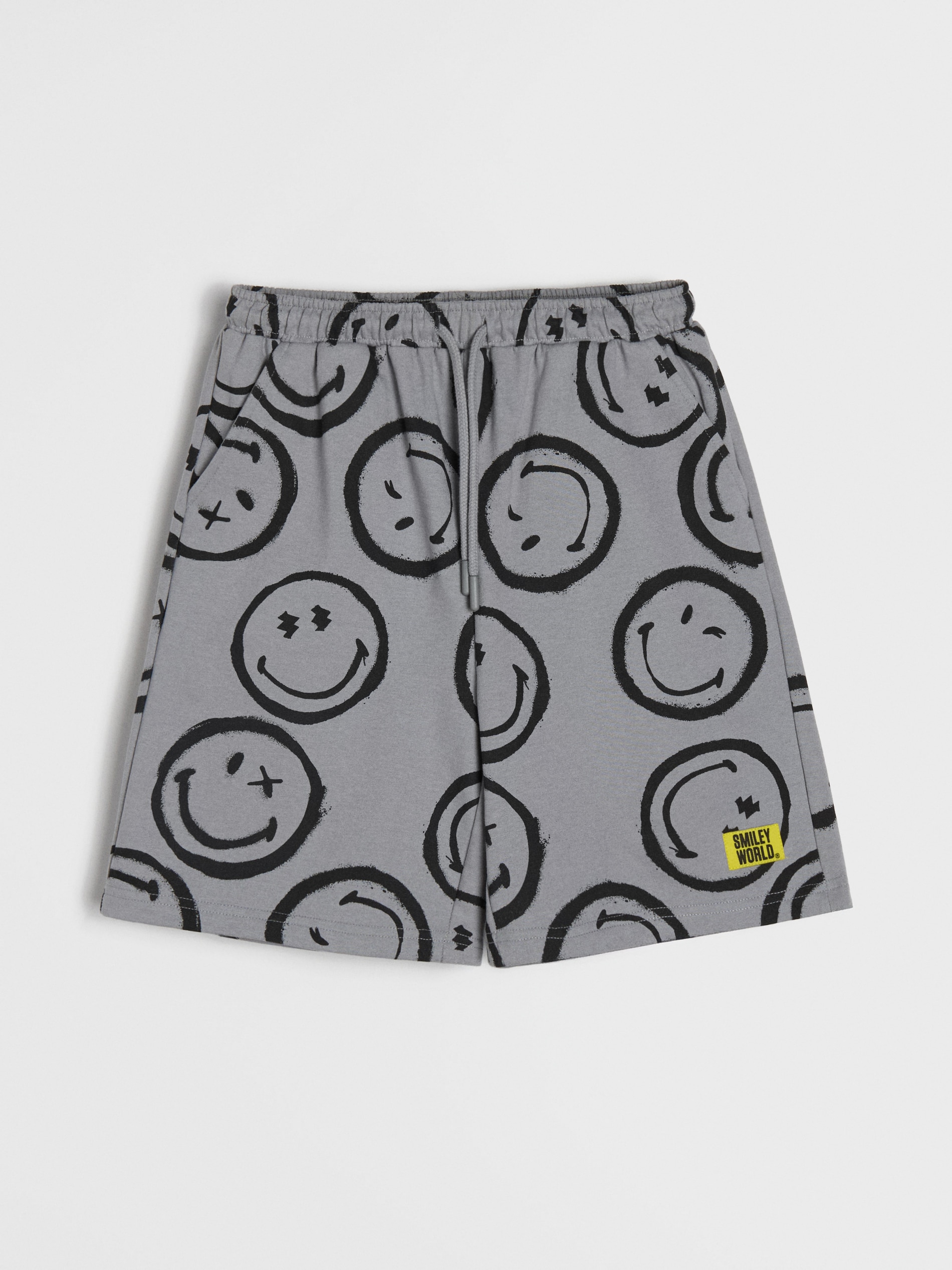 Sinsay - Szorty loose fit ze wzorem Smiley - szary