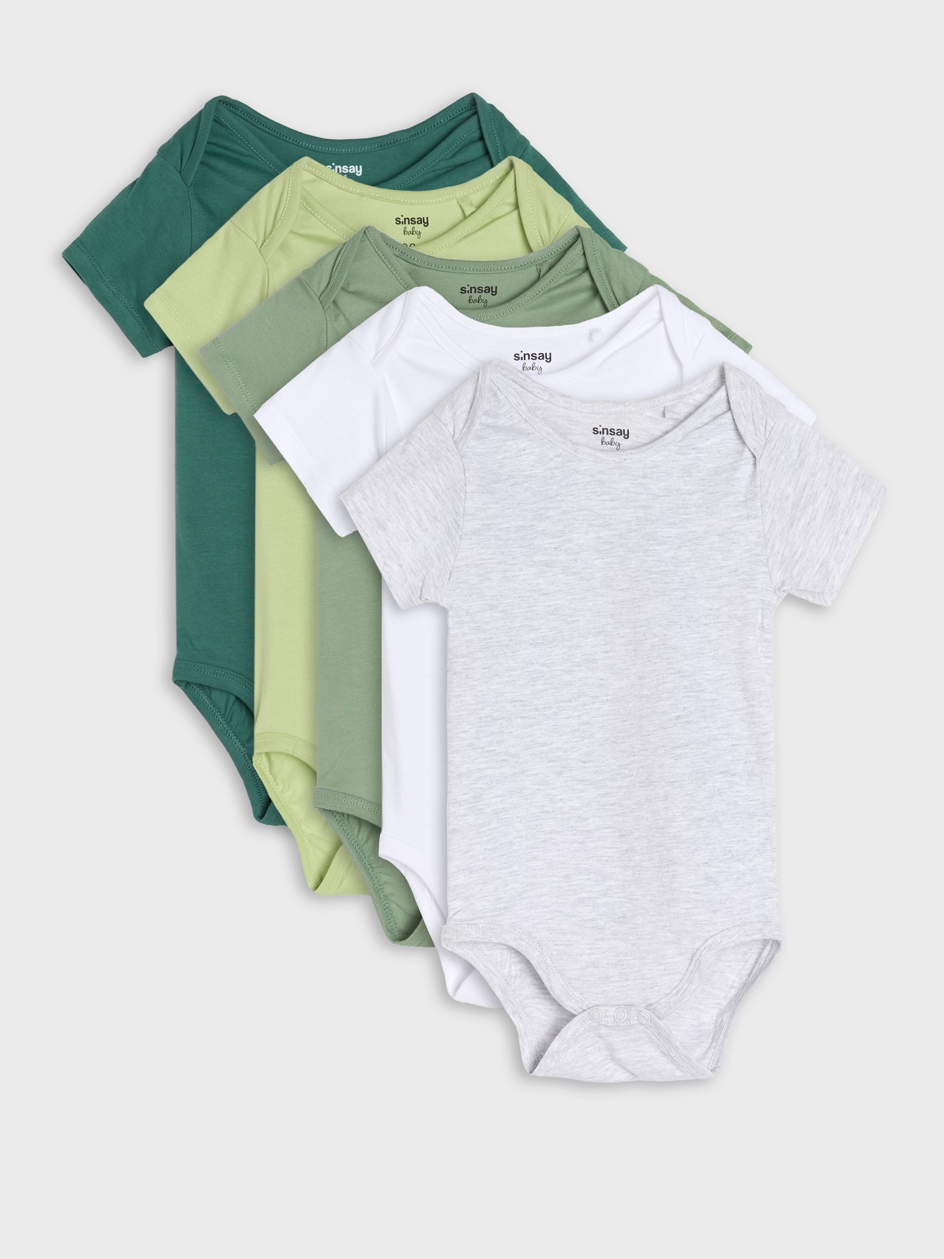 Sinsay - Body z kopertowym dekoltem 5 pack - zielony
