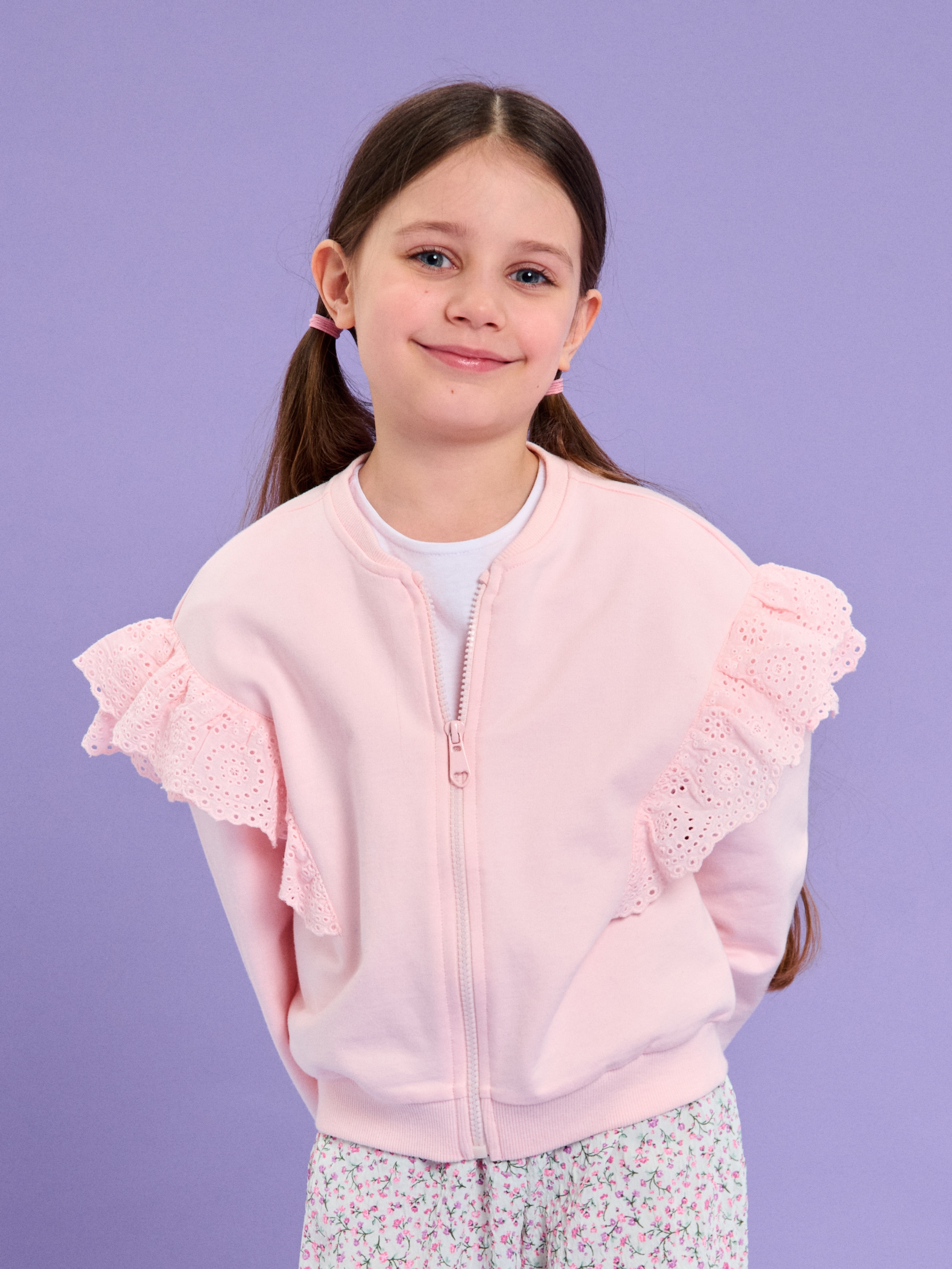 Sinsay - Bluza a haftowanymi falbanami - różowy