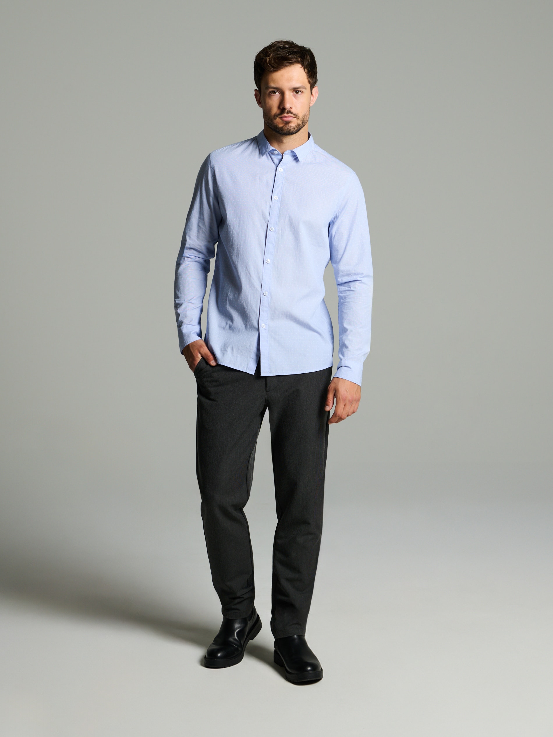 Sinsay - Πουκάμισο με μακριά μανίκια - μπλε παλ φωτογραφία