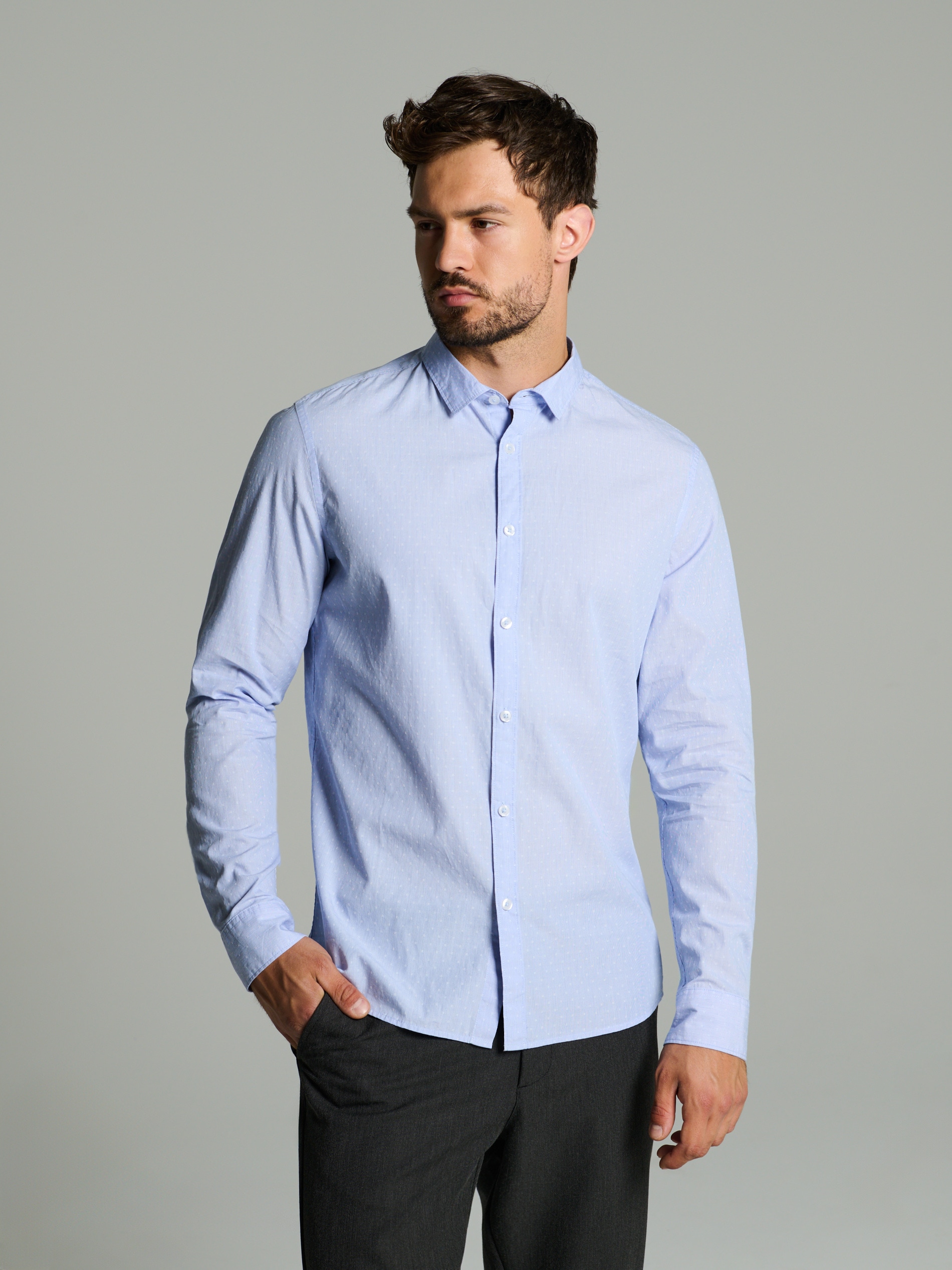 Sinsay - Πουκάμισο με μακριά μανίκια - μπλε παλ φωτογραφία