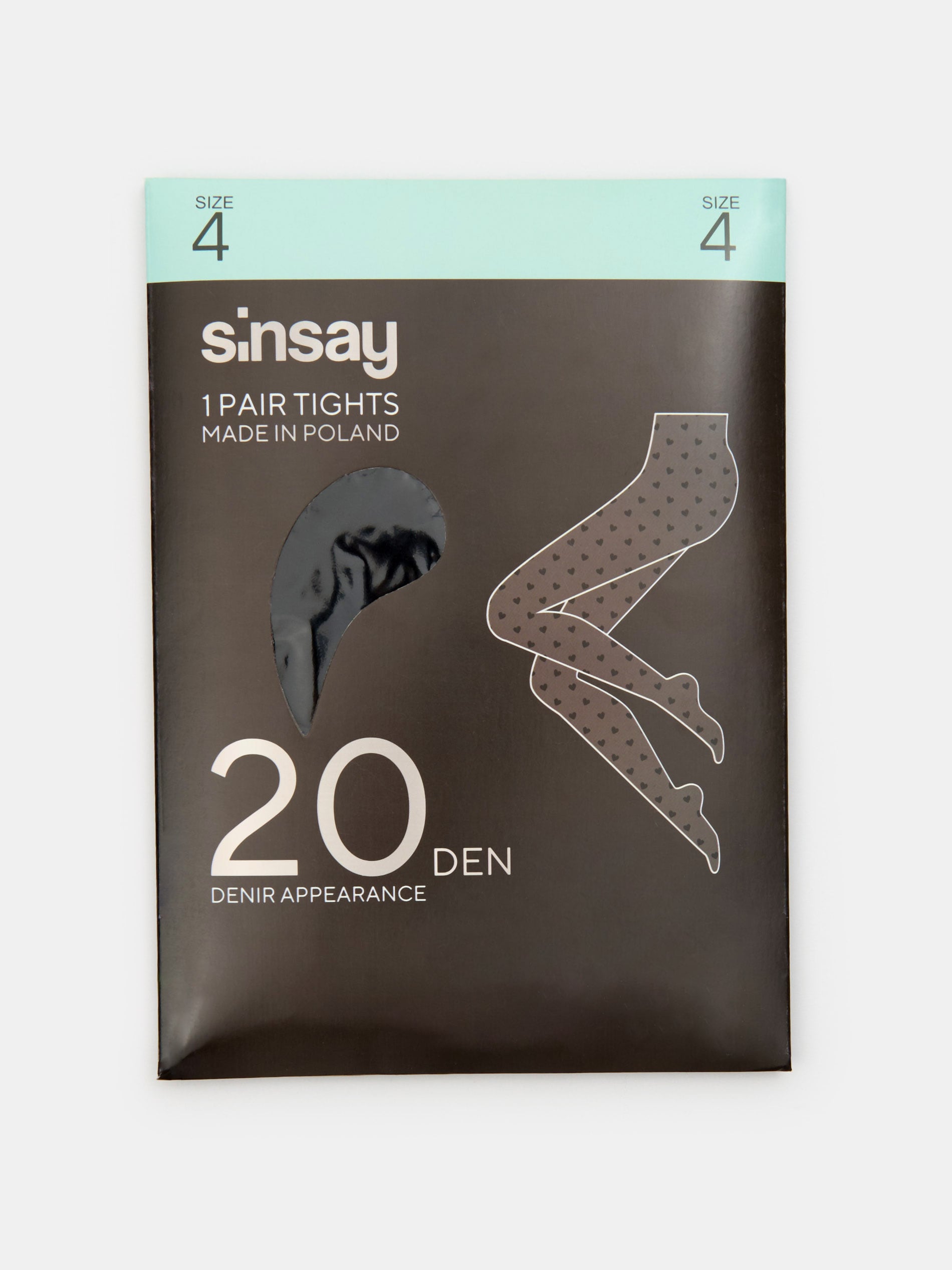Sinsay - Rajstopy 20 DEN w serduszka - czarny