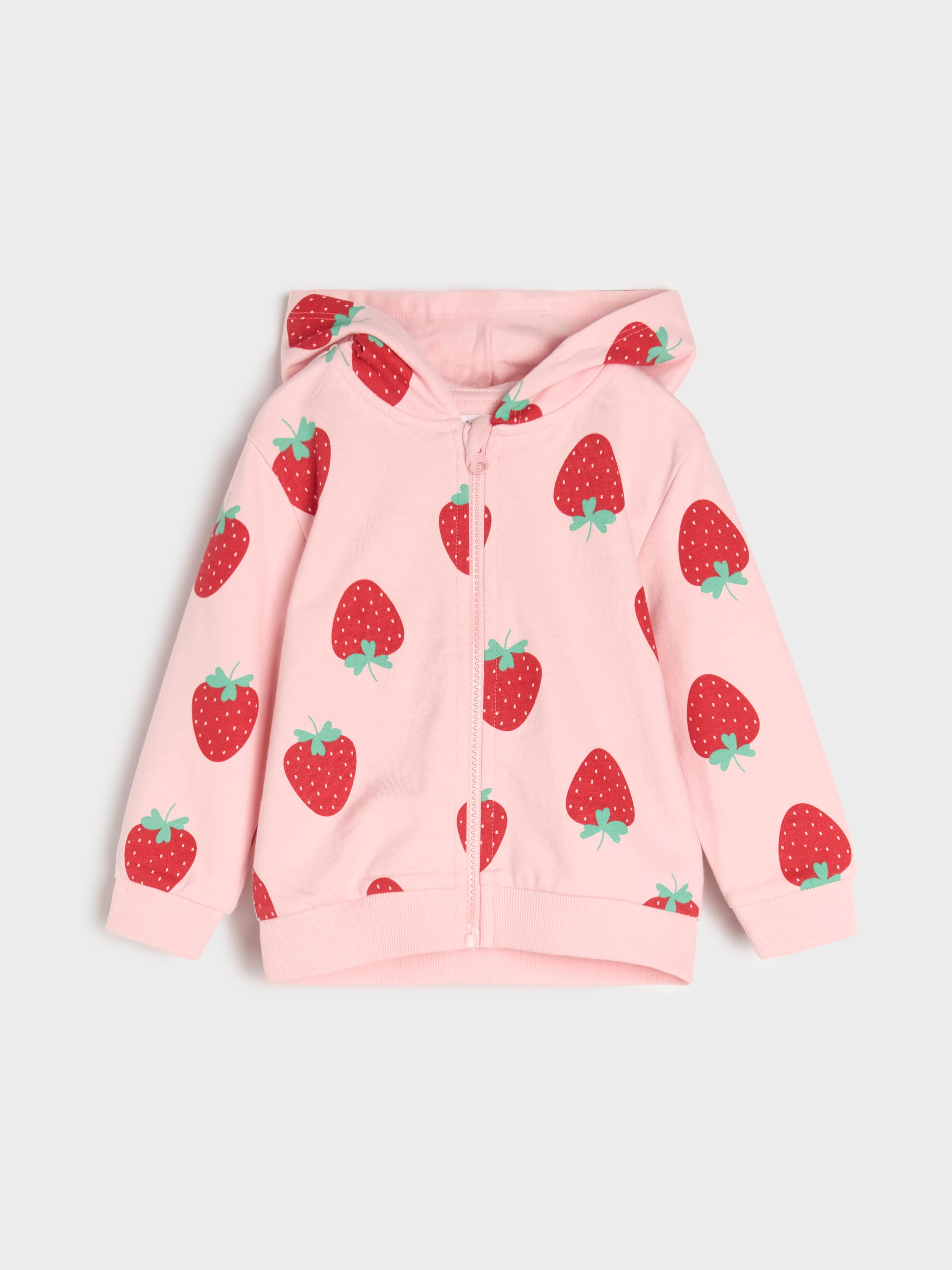 Sinsay - Bluza z kapturem z motywem owocowym - różowy