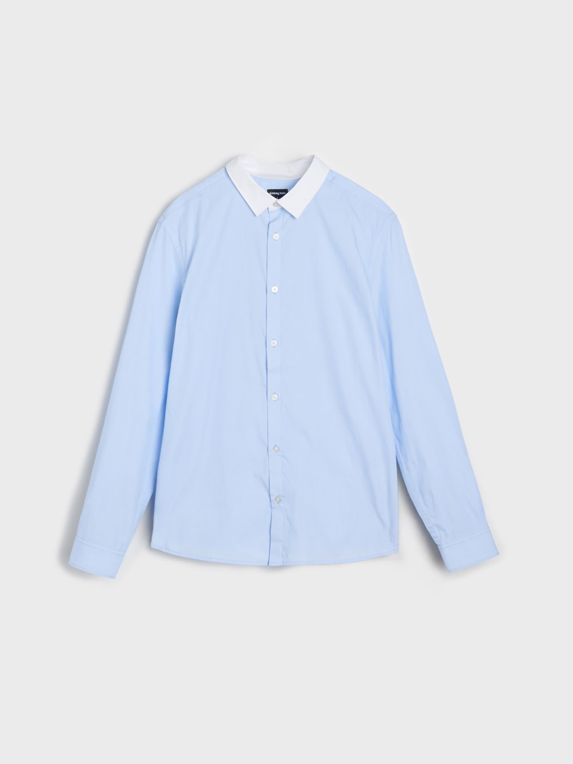 Sinsay - Βαμβακερό πουκάμισο slim fit - μπλε παλ φωτογραφία