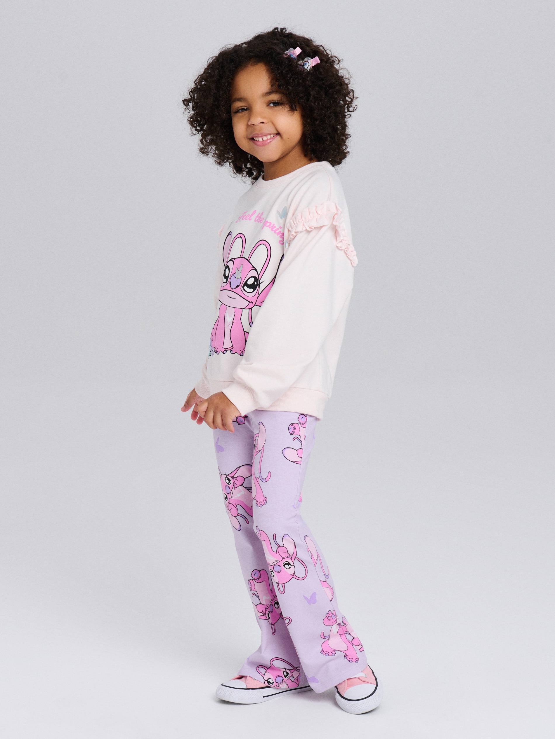 Sinsay - Spodnie flare ze wzorem Lilo & Stitch - fioletowy