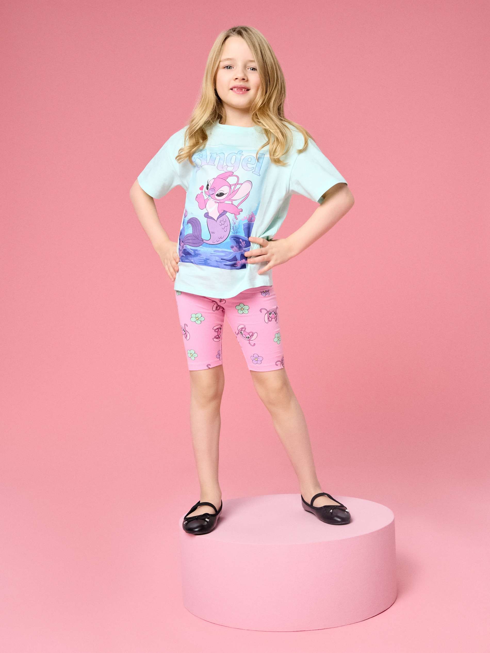 Sinsay - Bawełniane legginsy ze wzorem Lilo & Stitch - różowy