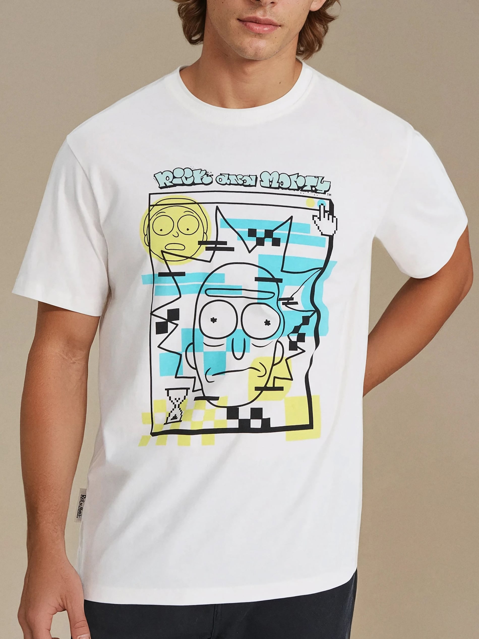 Sinsay - Μπλούζα Rick and Morty - κρεμ φωτογραφία