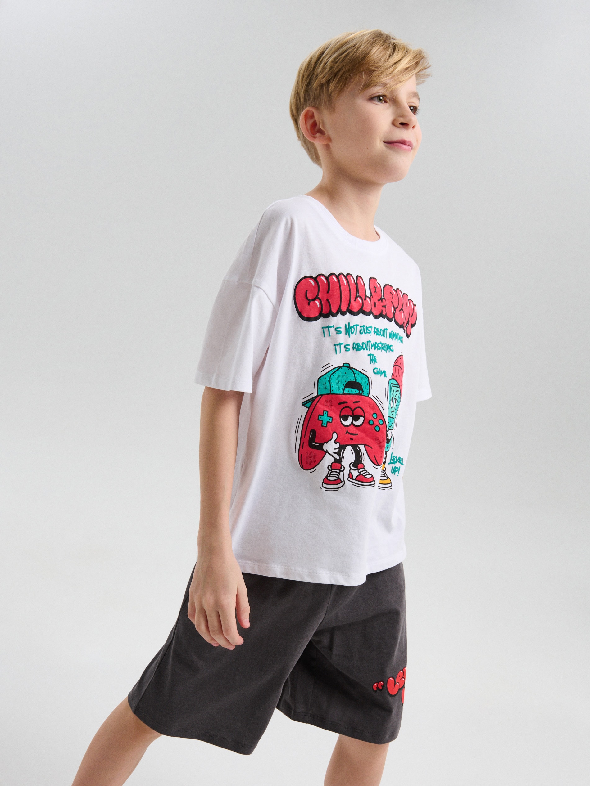 Sinsay - Dwuczęściowa piżama z motywem gamingowym - biały