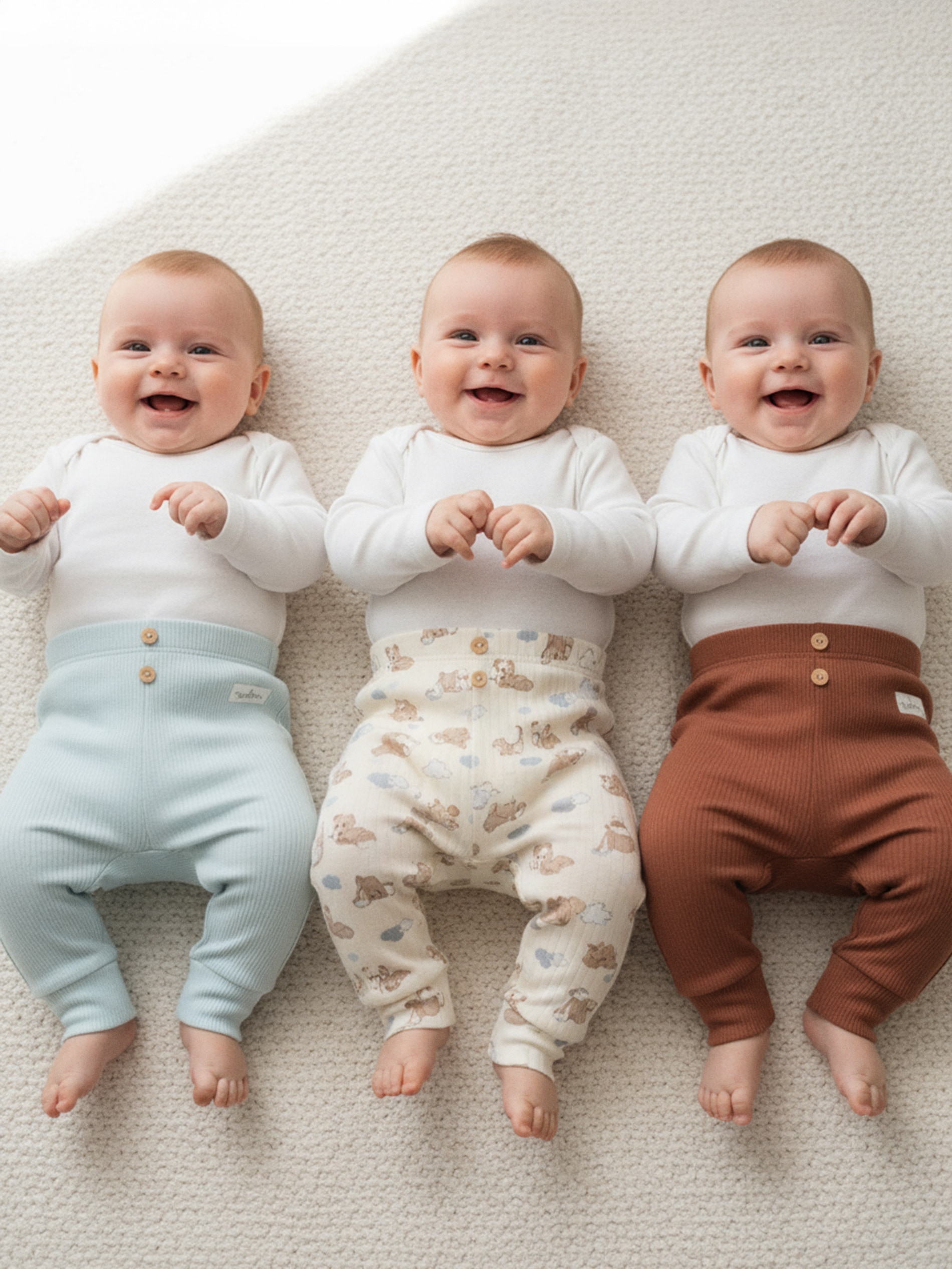 Prążkowane spodnie z ozdobnymi guzikami 3 pack