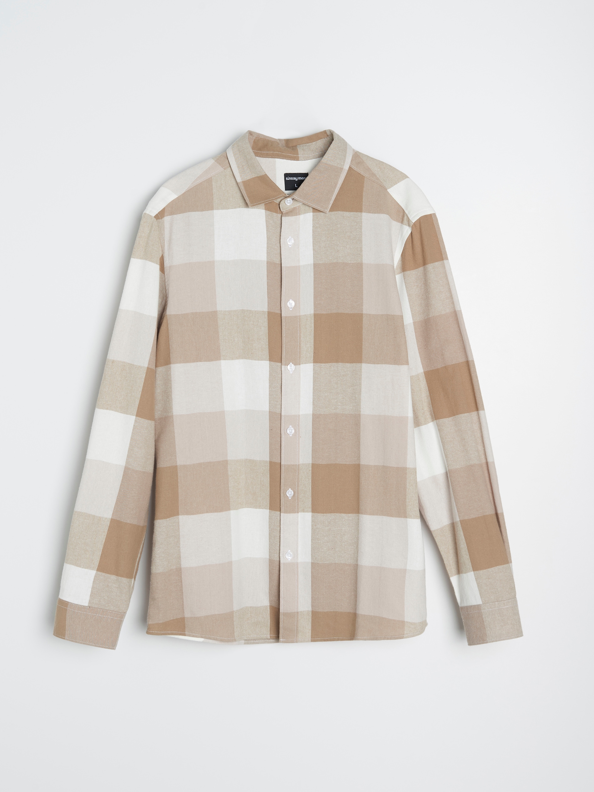 Sinsay - Βαμβακερό πουκάμισο καρό - μπεζ-γκρι φωτογραφία