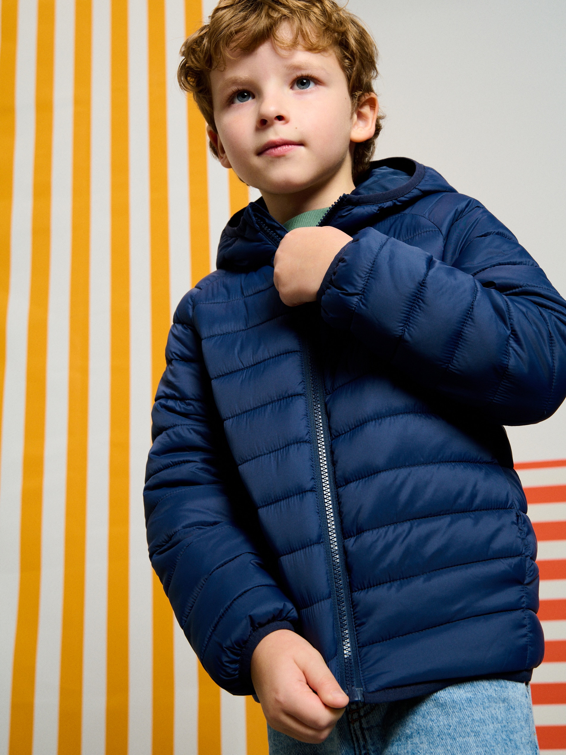 Sinsay - Pikowana kurtka z kapturem - granatowy