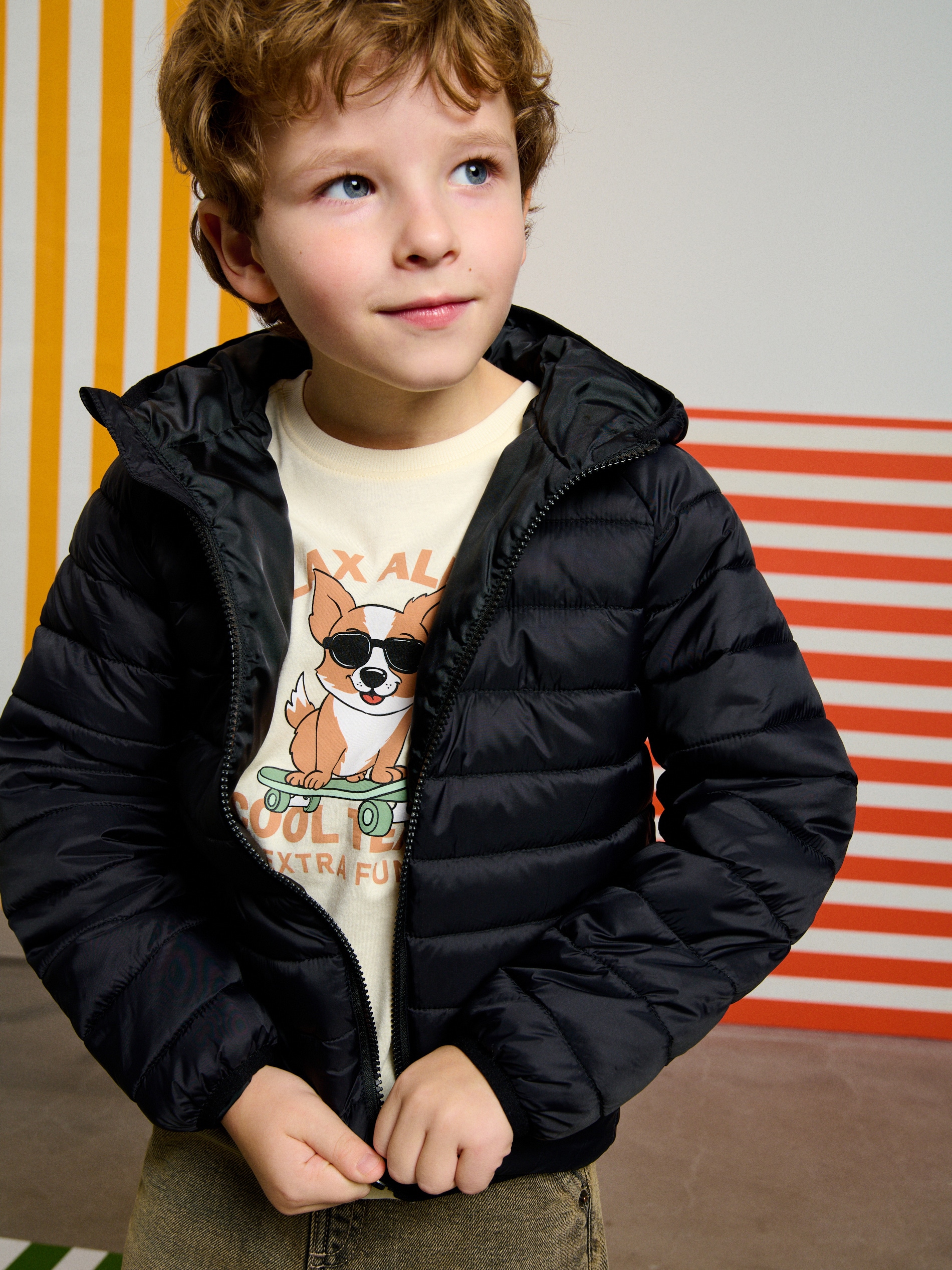 Sinsay - Pikowana kurtka z kapturem - czarny