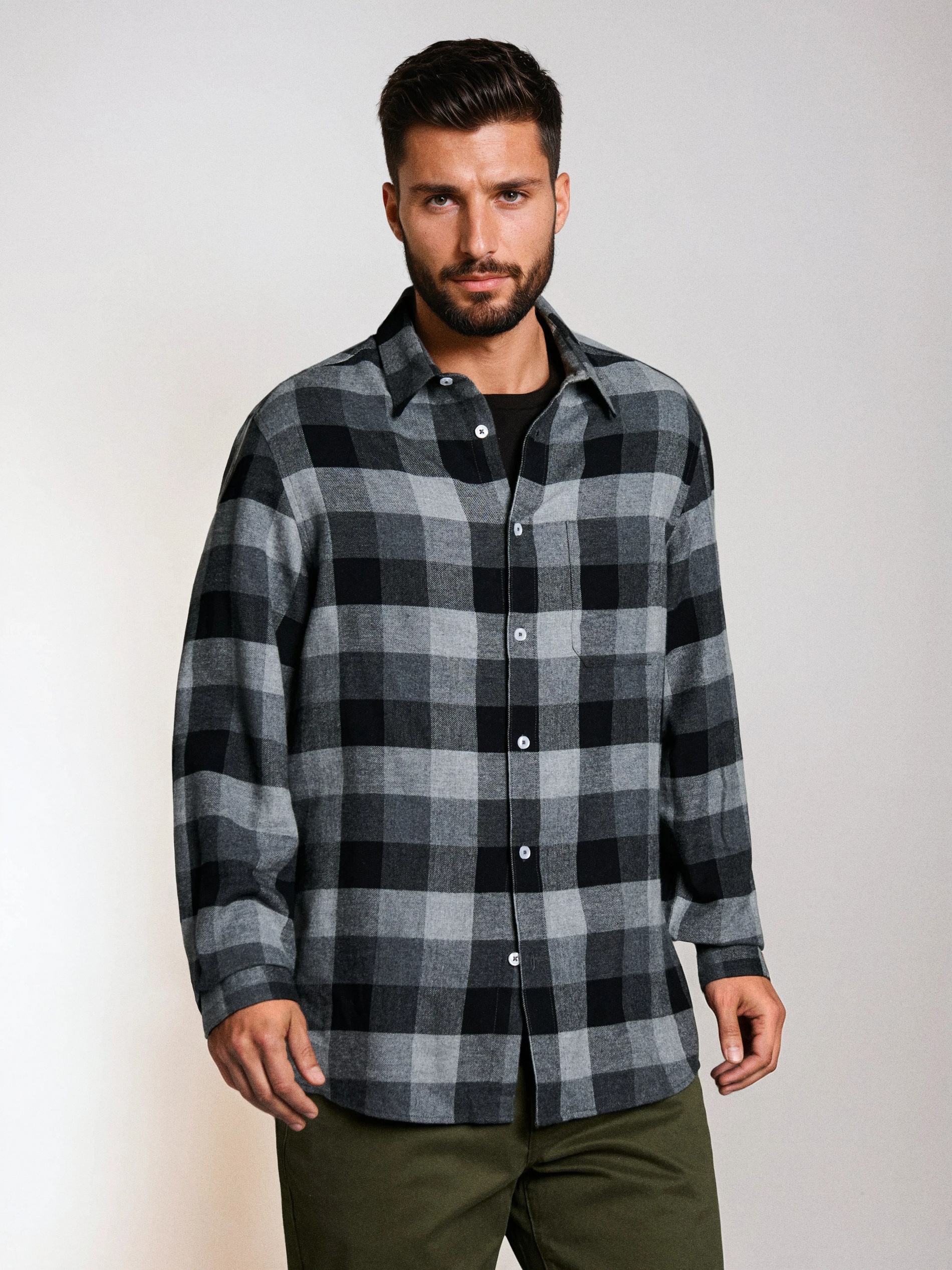 Sinsay - Βαμβακερό πουκάμισο καρό - μαυρο φωτογραφία