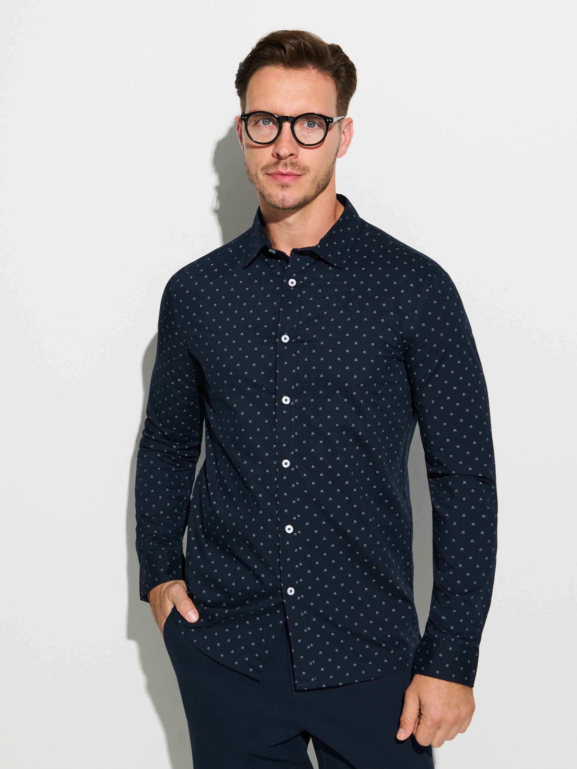 Sinsay - Εμπριμέ πουκάμισο - ναυτικο μπλε φωτογραφία