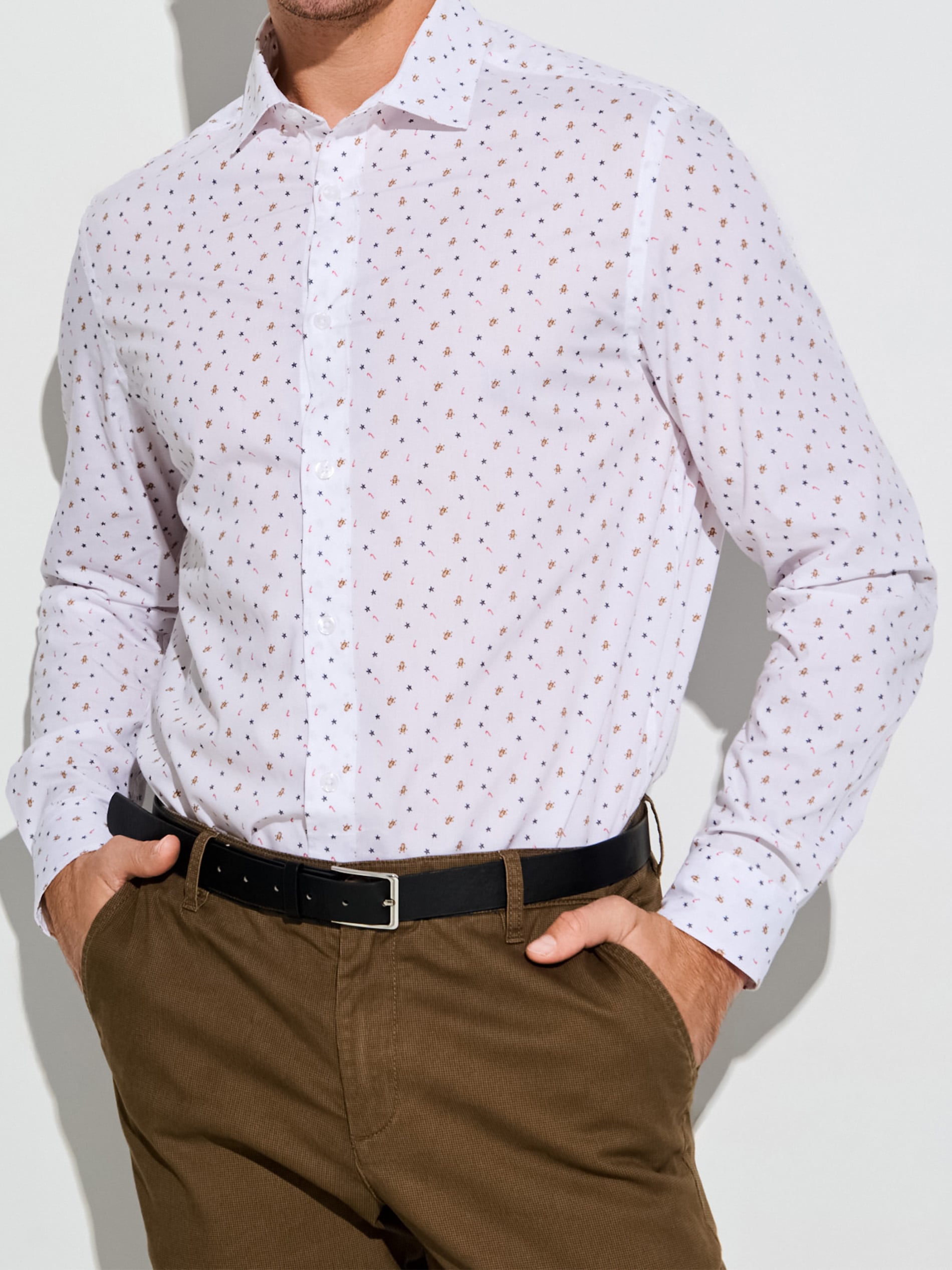 Sinsay - Koszula ze wzorem świątecznym - biały