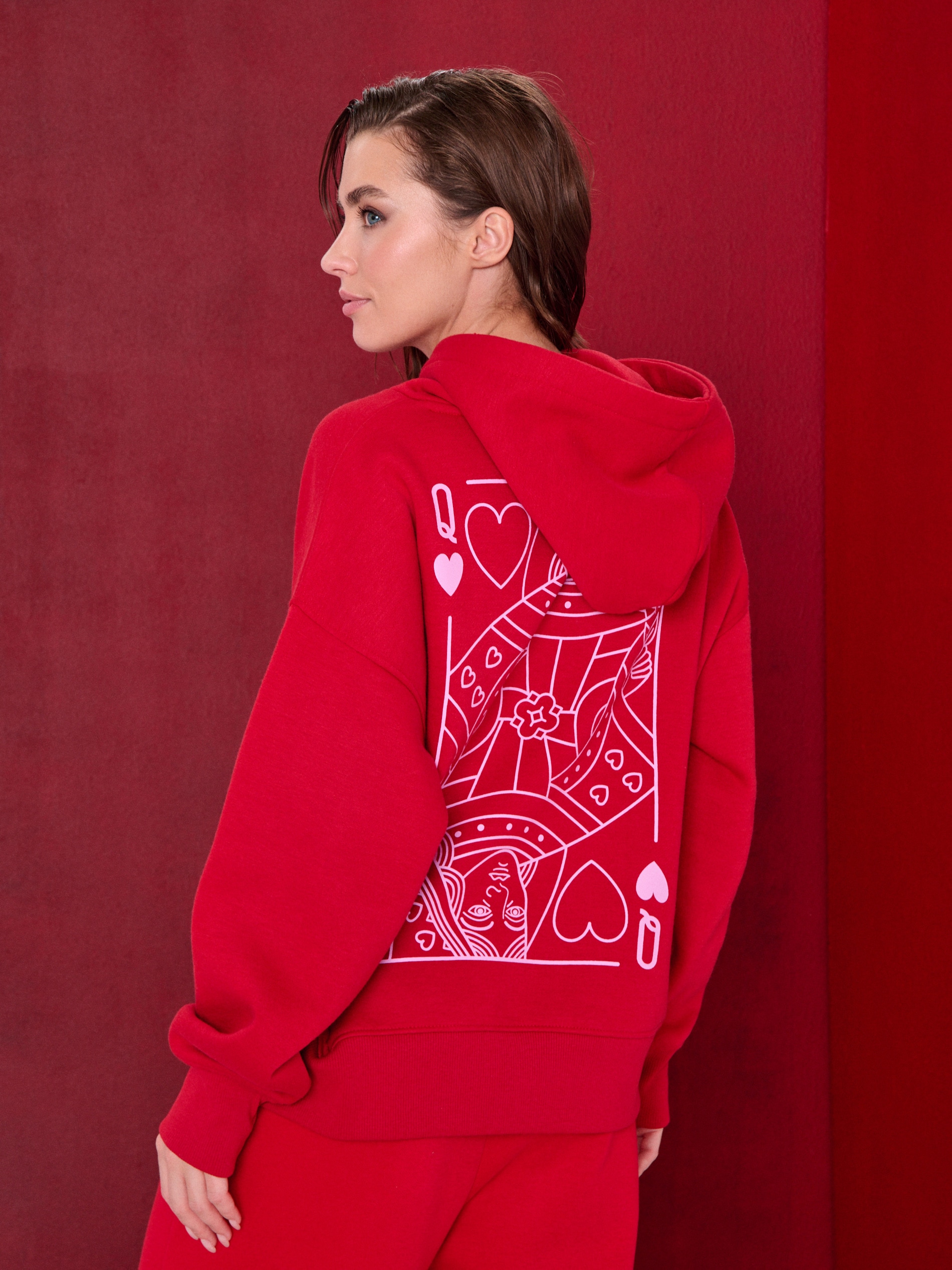 Sinsay - Bluza z nadrukiem na plecach - czerwony