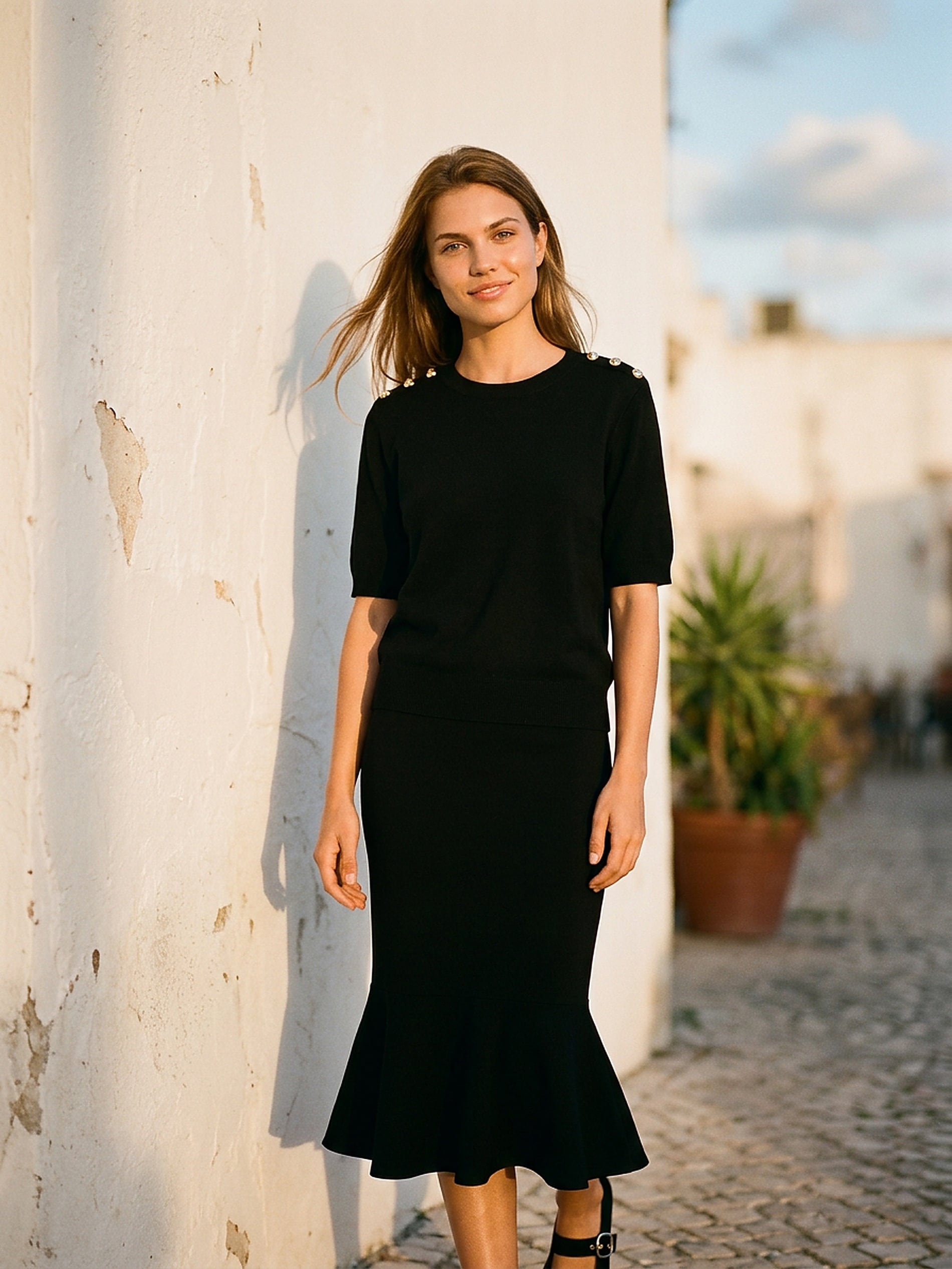 Sinsay - Sweter z krótkim rękawem - czarny