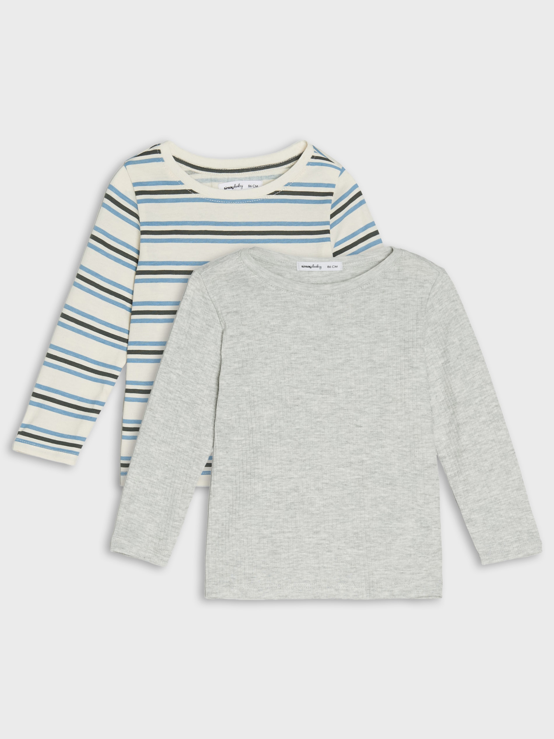 Sinsay - Bawełniana koszulka 2 pack - kremowy