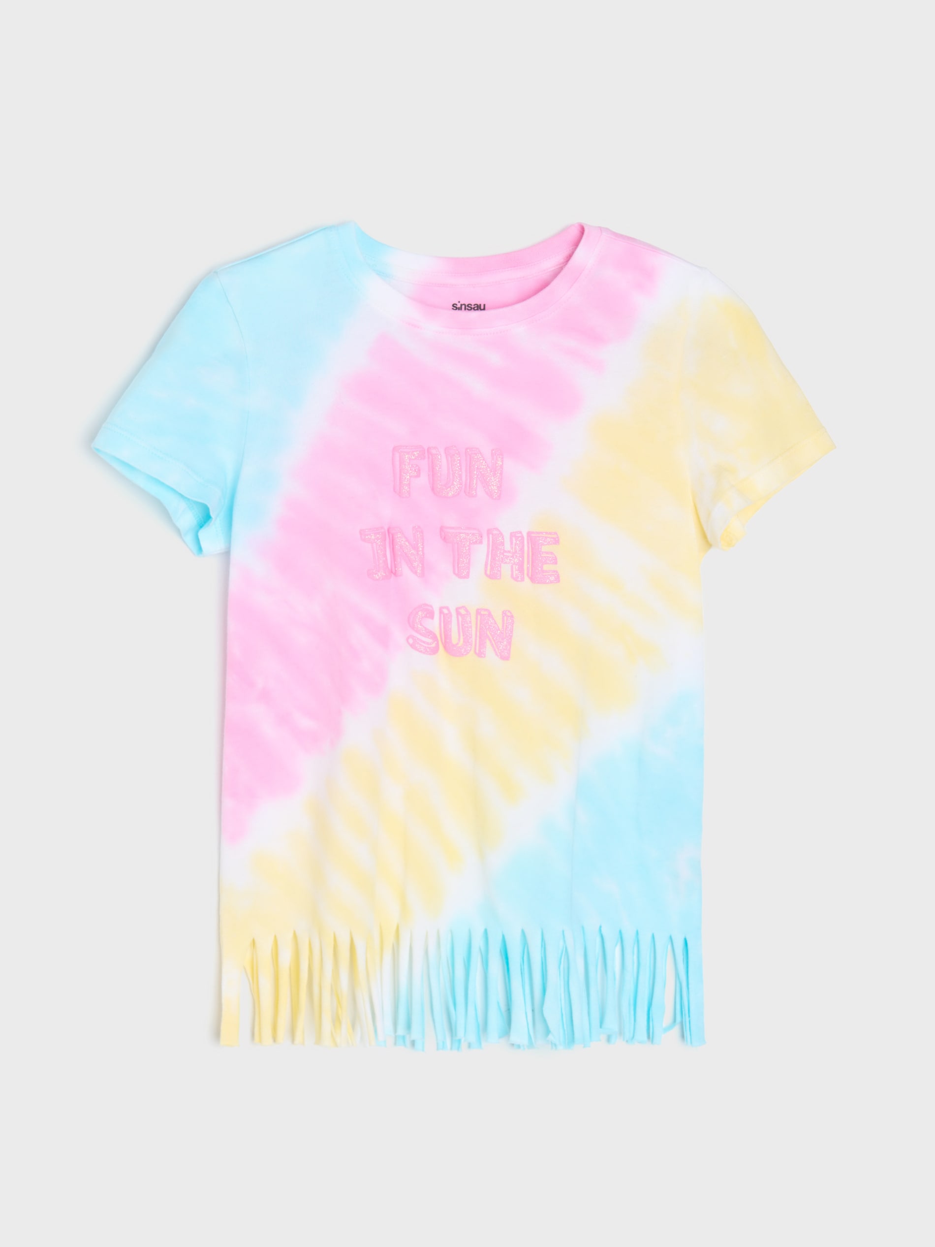 Sinsay - Koszulka tie dye z ozdobnymi frędzlami - wielobarwny