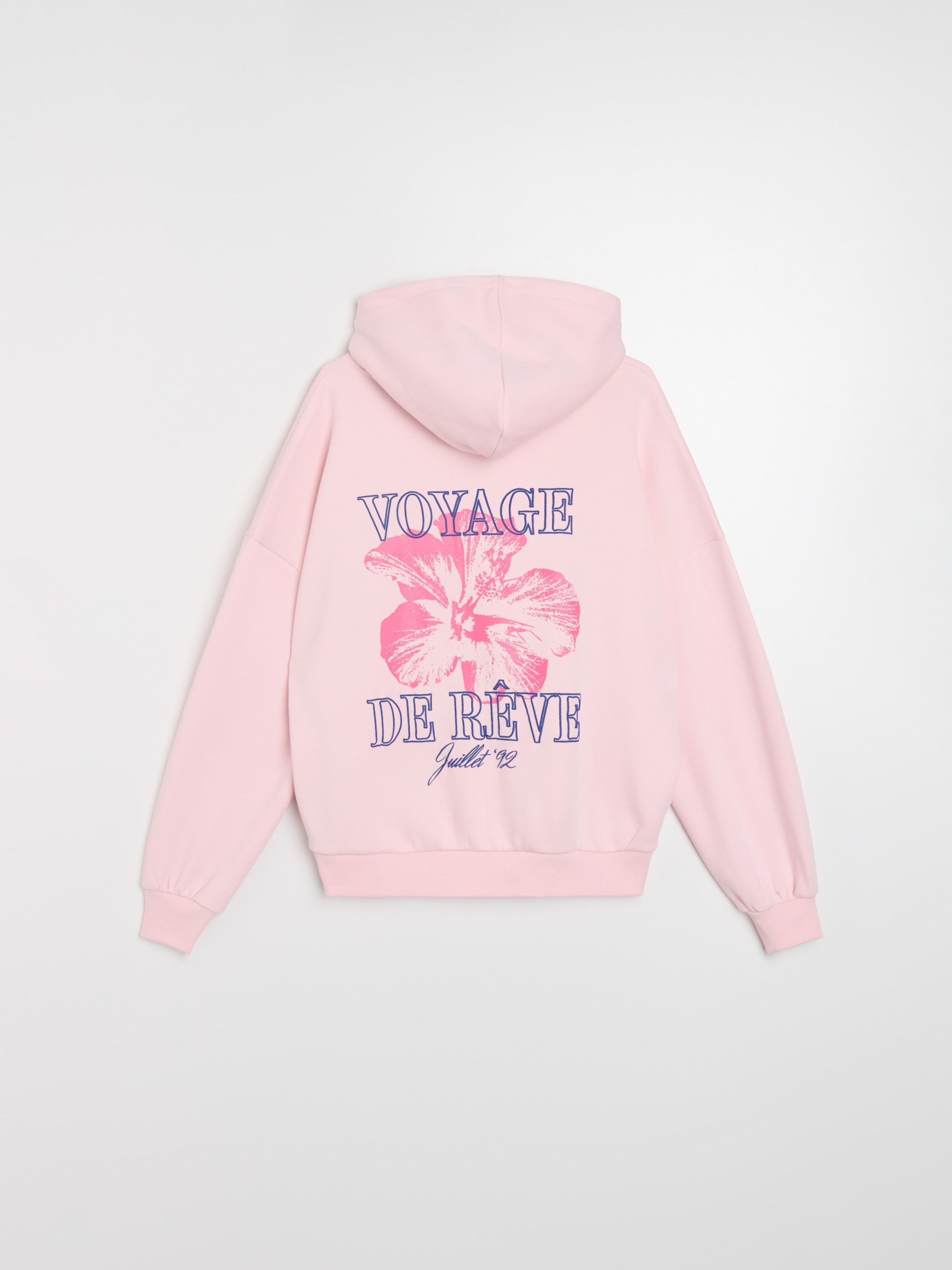 Sinsay - Bluza z kapturem z nadrukiem na plecach - różowy