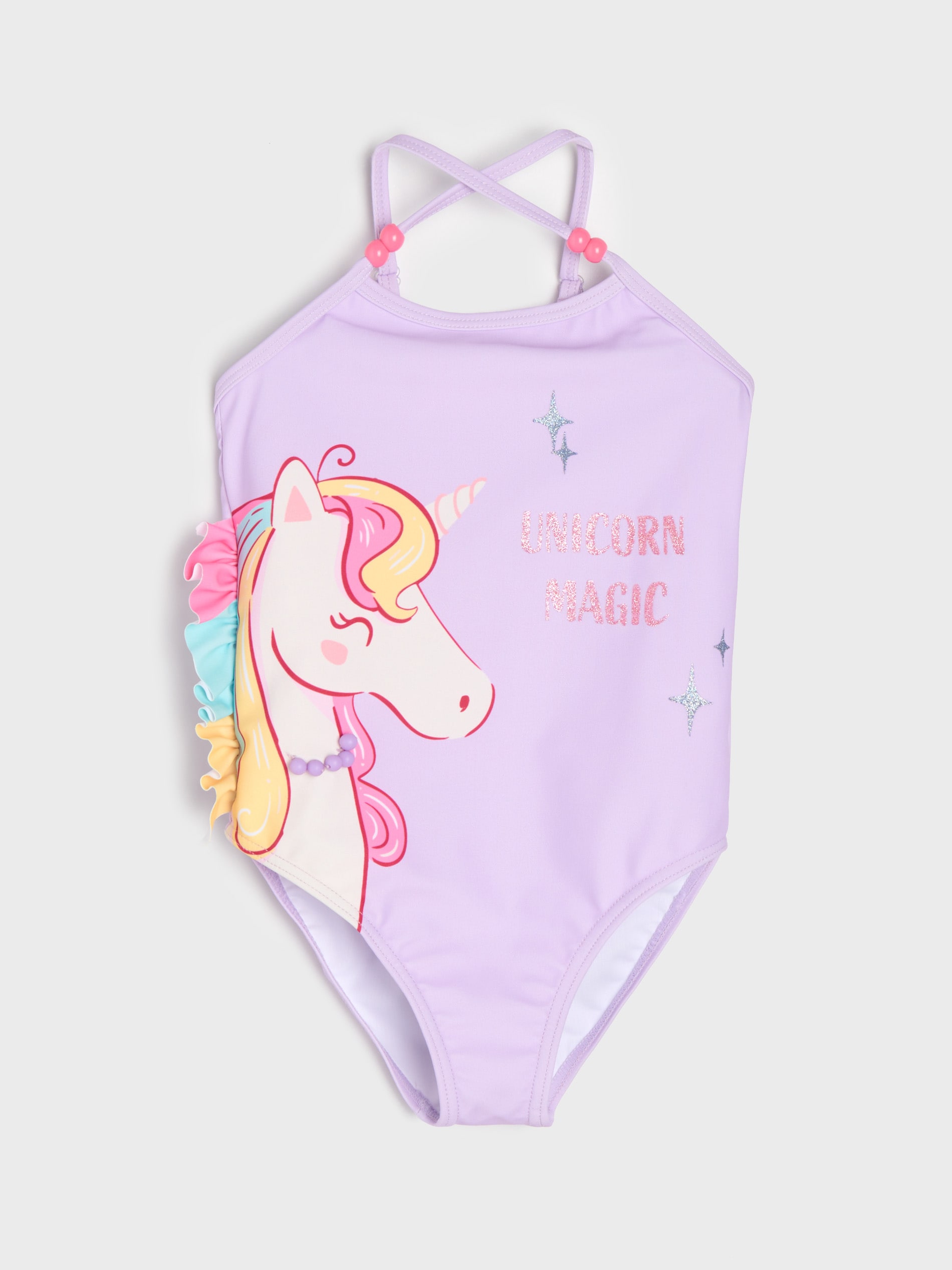 Sinsay - Jednoczęściowy strój kąpielowy z motywem jednorożca - fioletowy