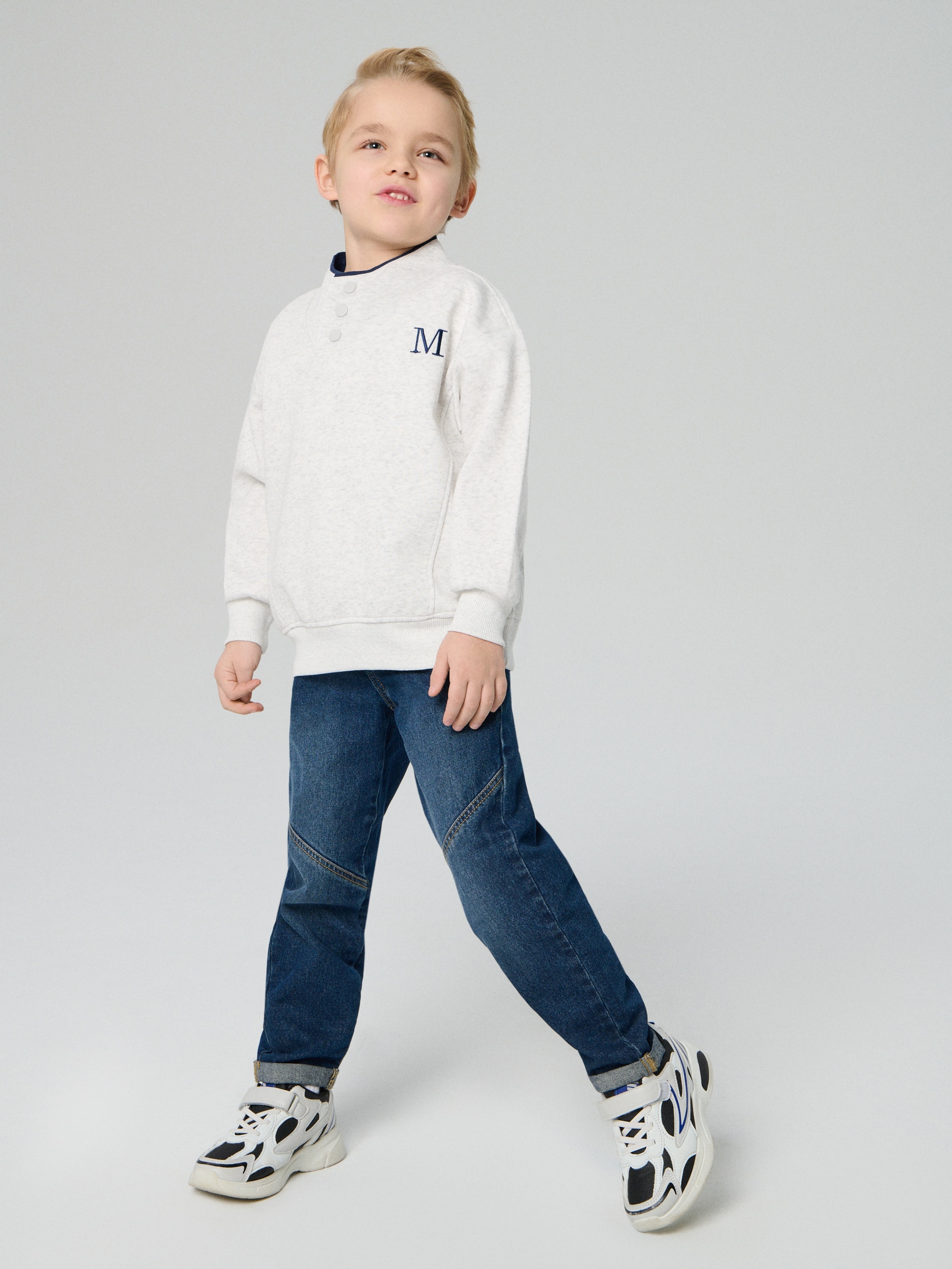 Sinsay - Jeansy chino z efektem sprania - granatowy