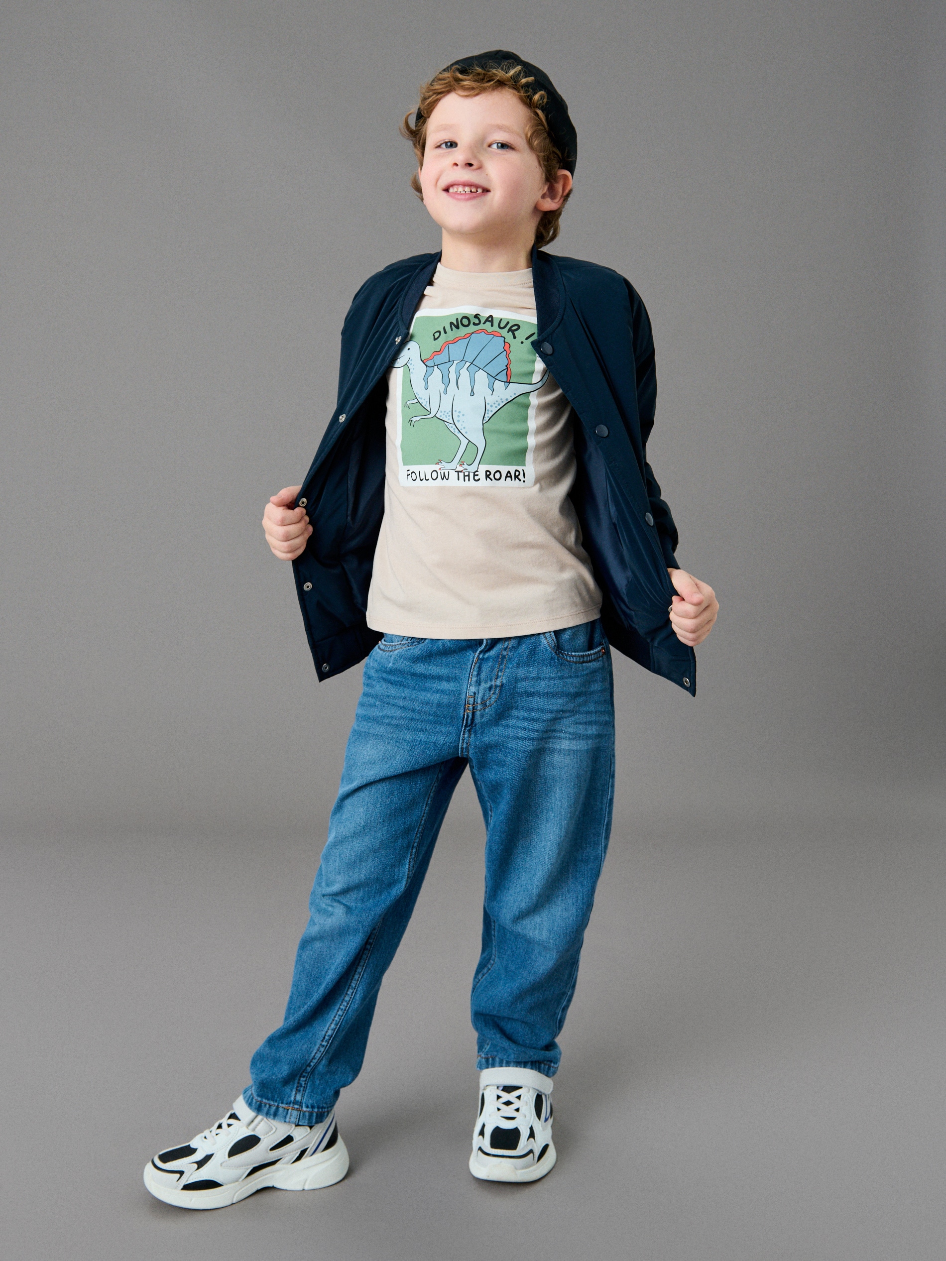 Sinsay - Jeansy loose fit z regulacją w pasie - niebieski