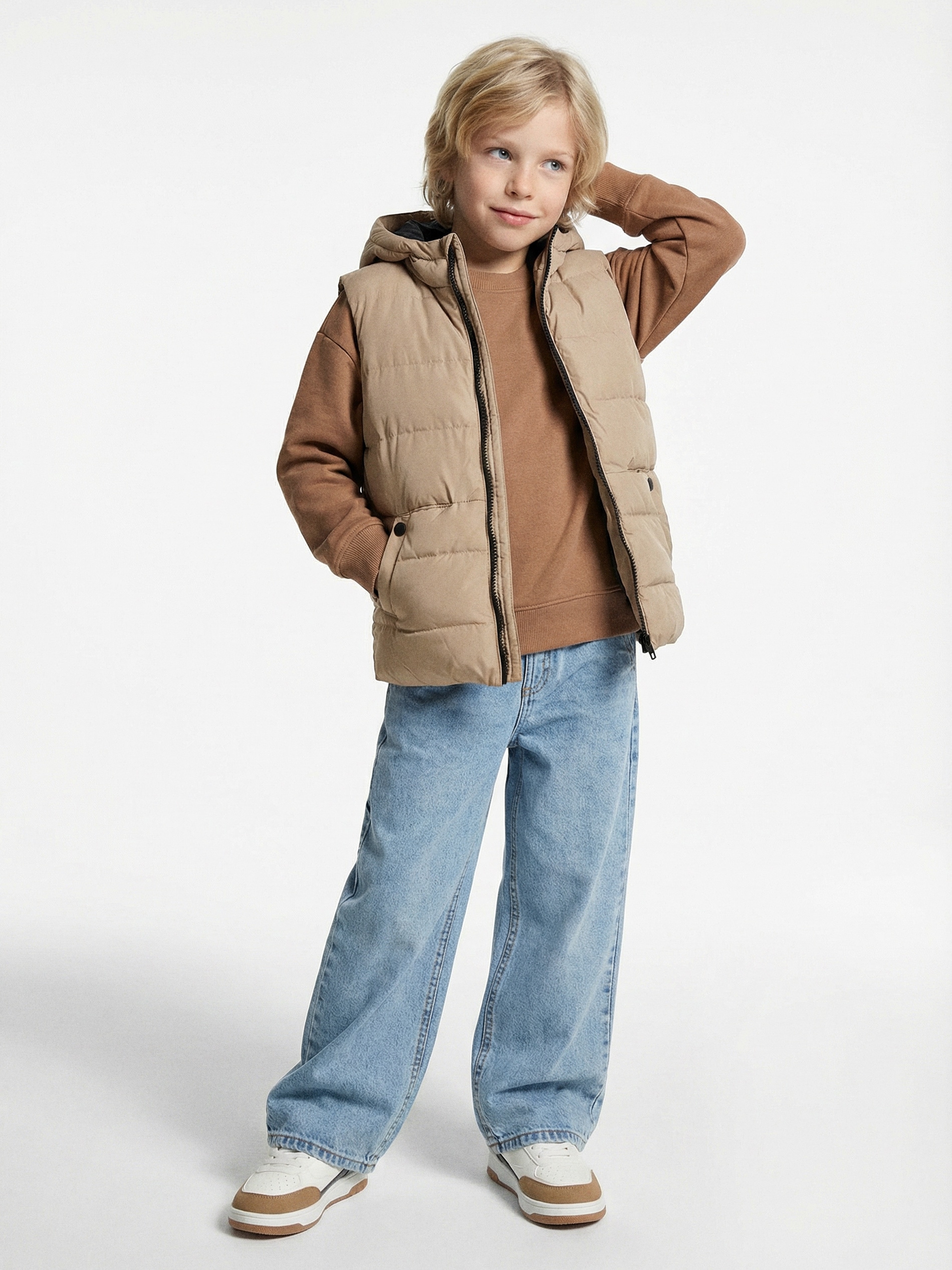 Sinsay - Jeansy wide leg z efektem sprania - niebieski