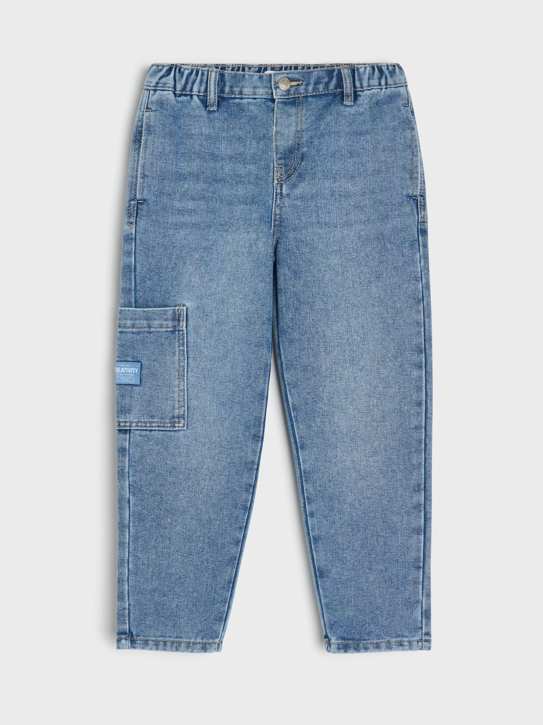 Sinsay - Jeansy chino z efektem sprania - niebieski