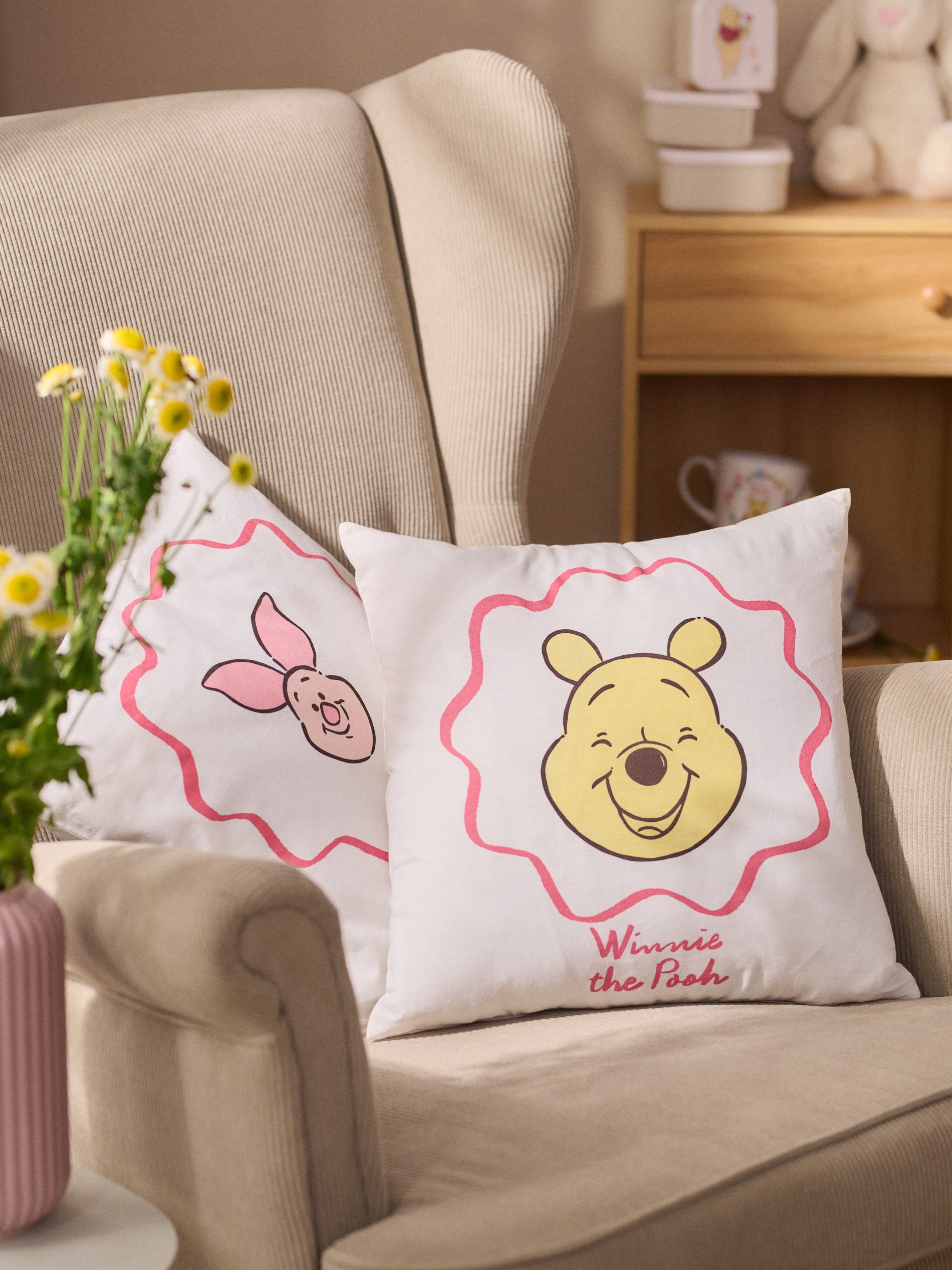 Sinsay - Zestaw poszewek na poduszkę Winnie the Pooh 2 pack - kremowy