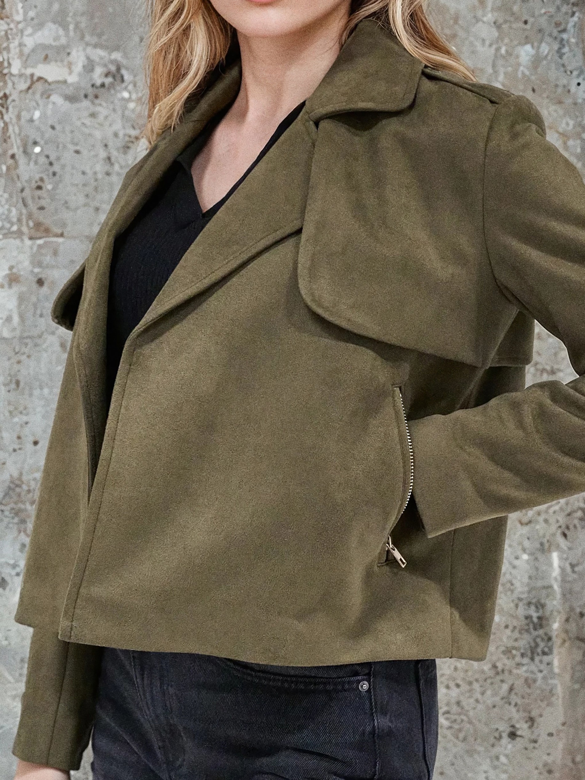 Sinsay - Kurtka z imitacji zamszu - khaki