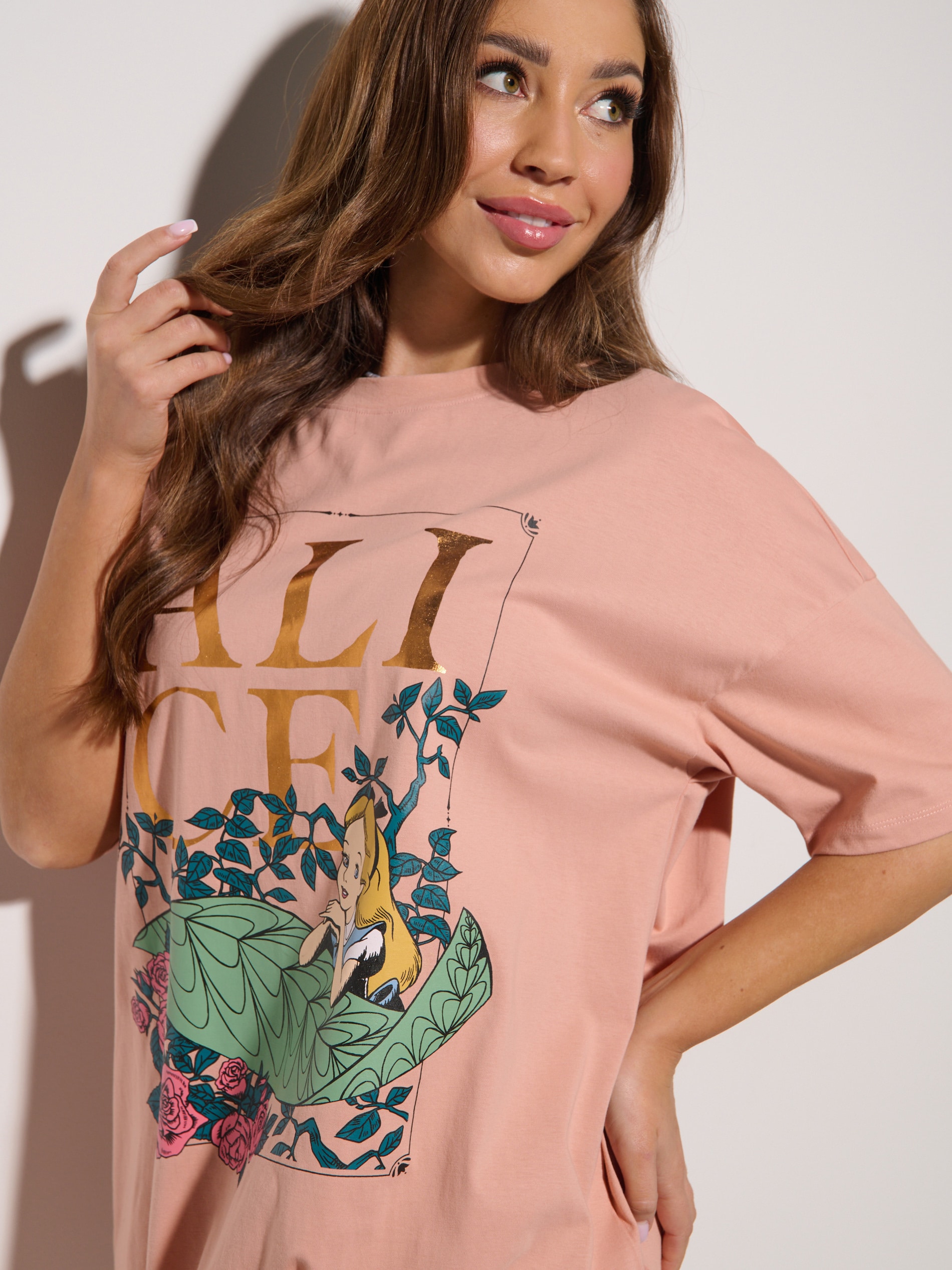 Sinsay - Βαμβακερό νυχτικό Alice in Wonderland - ροζ φωτογραφία