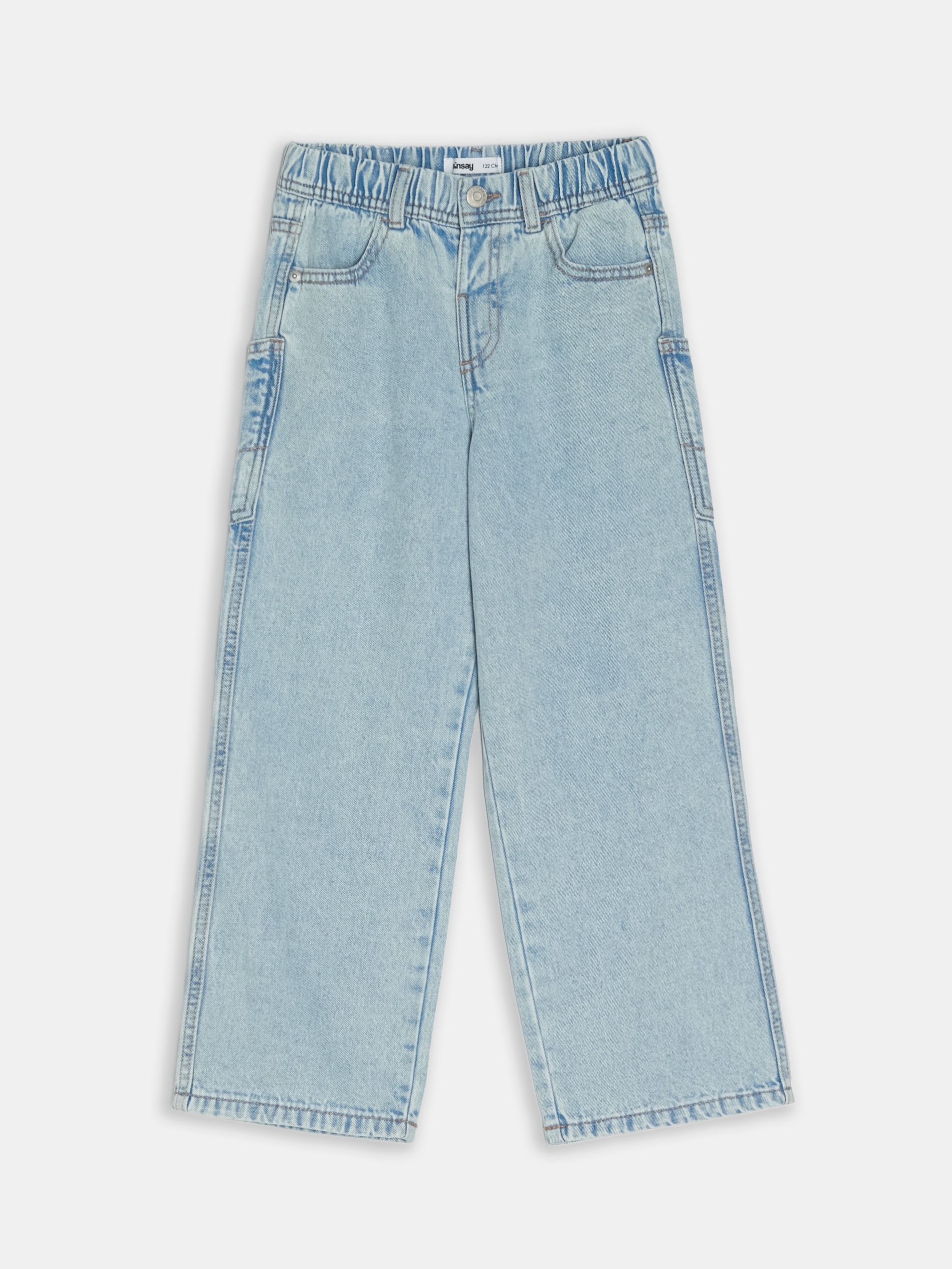 Sinsay - Jeansy z elastyczną gumą w pasie - niebieski