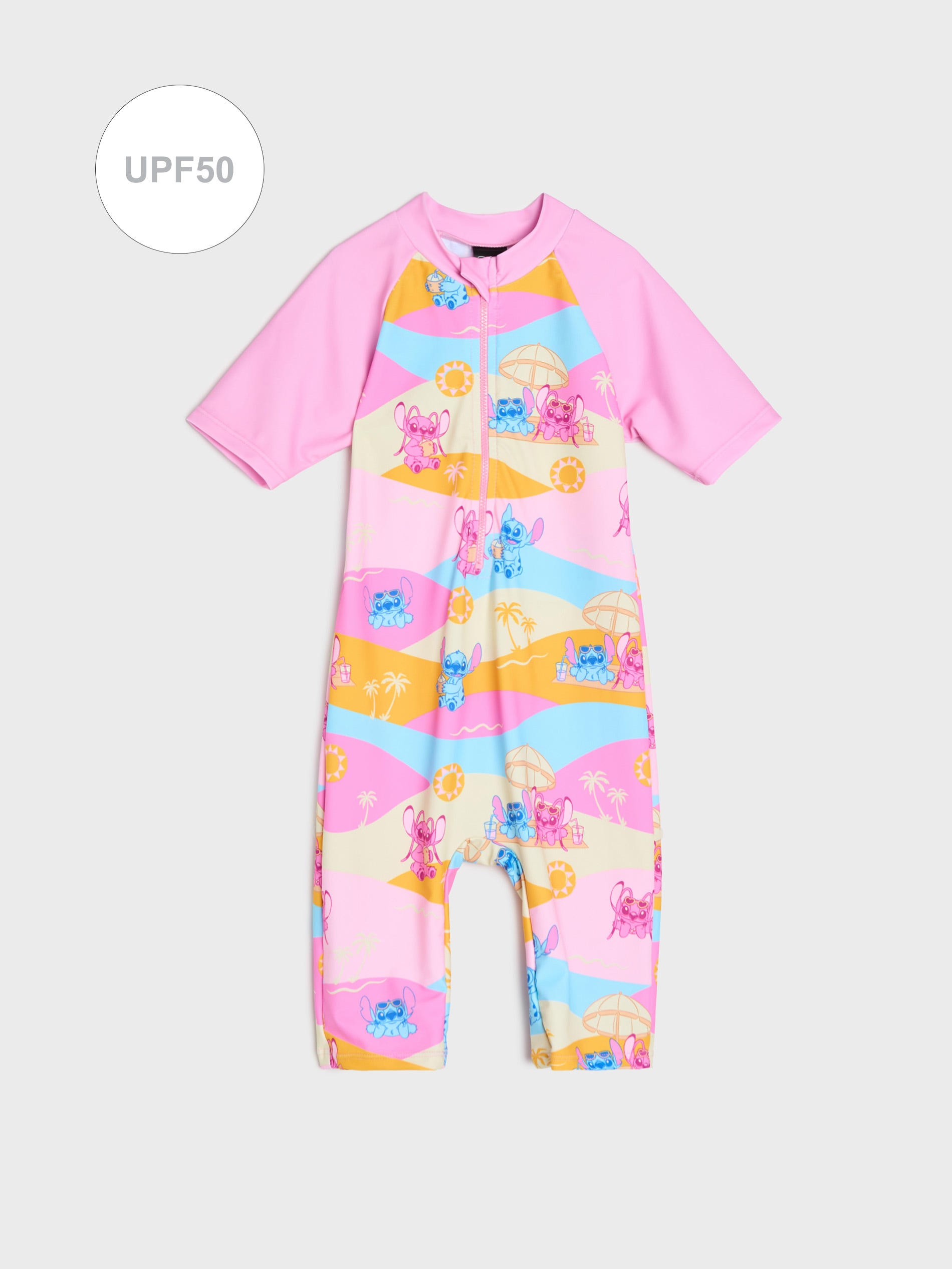Sinsay - Kąpielowy kombinezon UPF50 na zamek z nadrukiem Stitch - różowy
