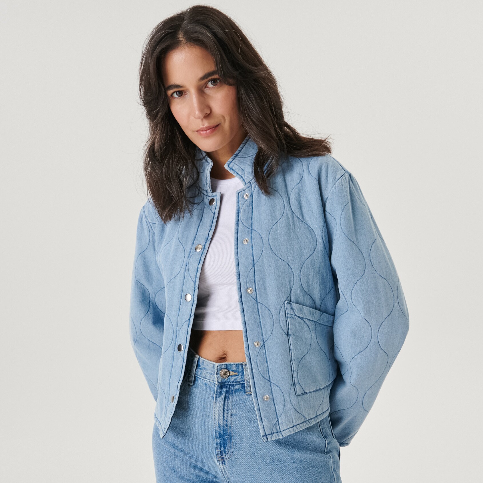 Sinsay - Geacă din denim, oversized - Albastru