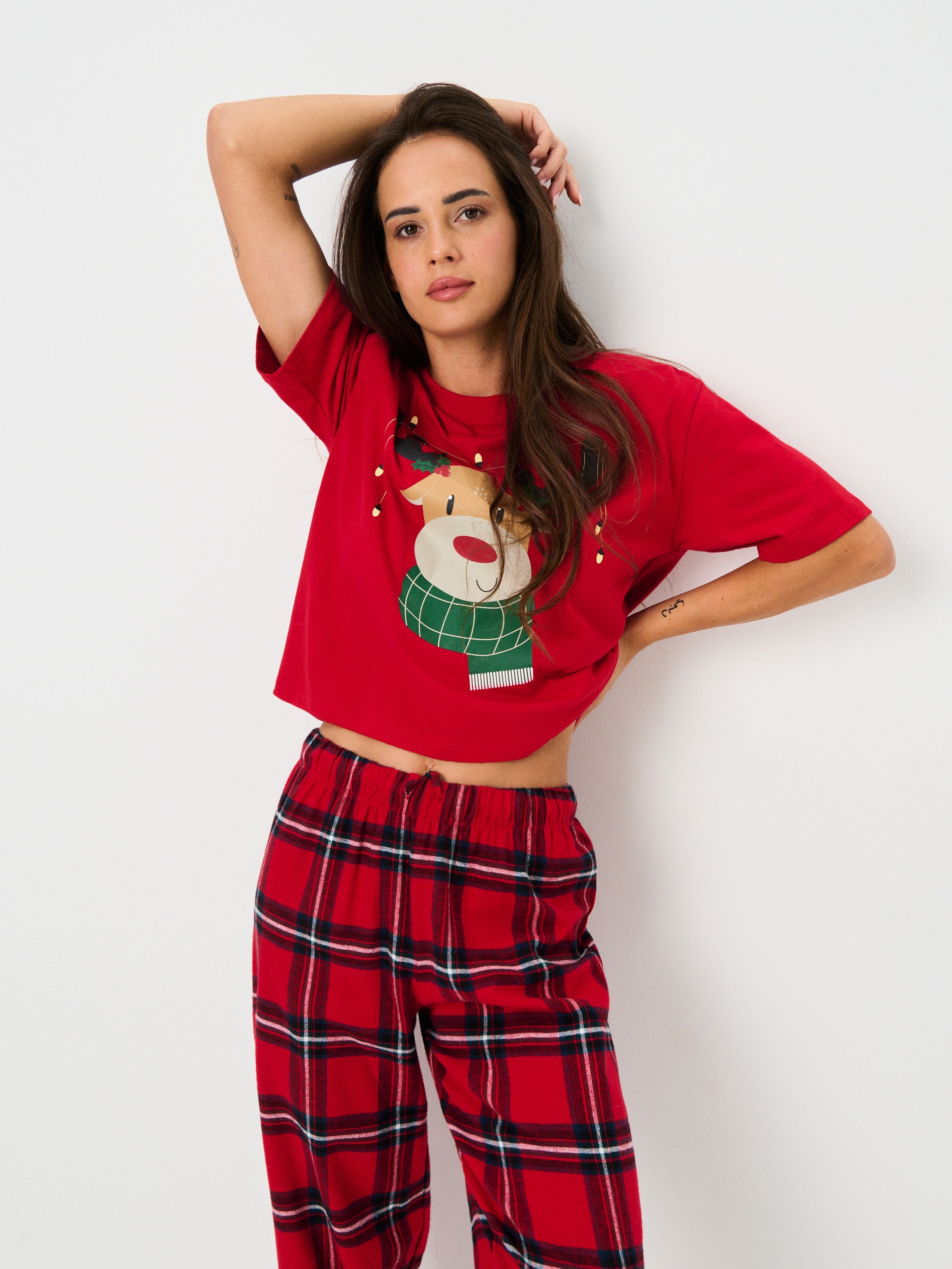 Sinsay - Πυτζάμα δύο τεμαχίων από βαμβάκι με τύπωμα - κοκκινο φωτογραφία