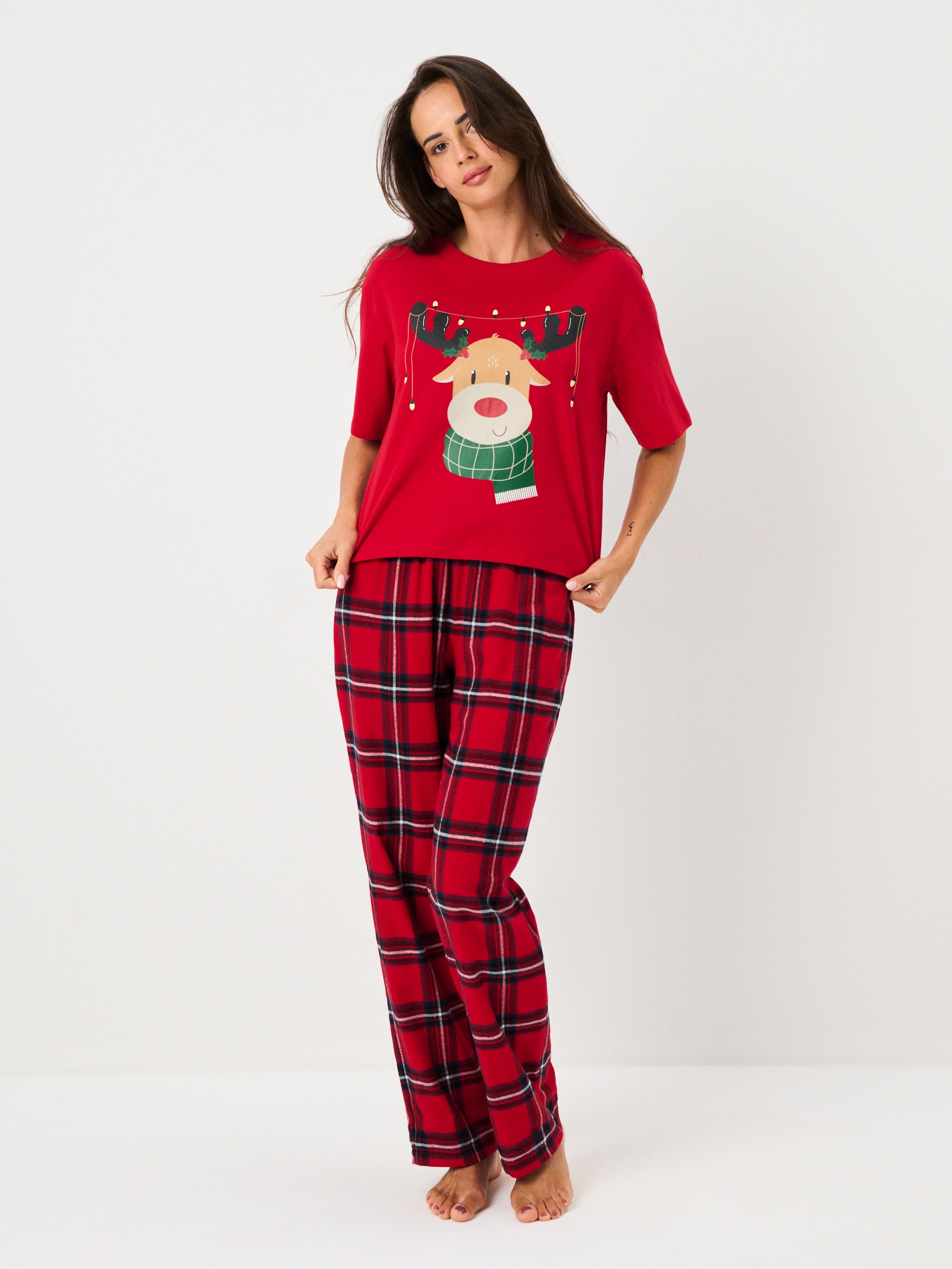 Sinsay - Πυτζάμα δύο τεμαχίων από βαμβάκι με τύπωμα - κοκκινο φωτογραφία