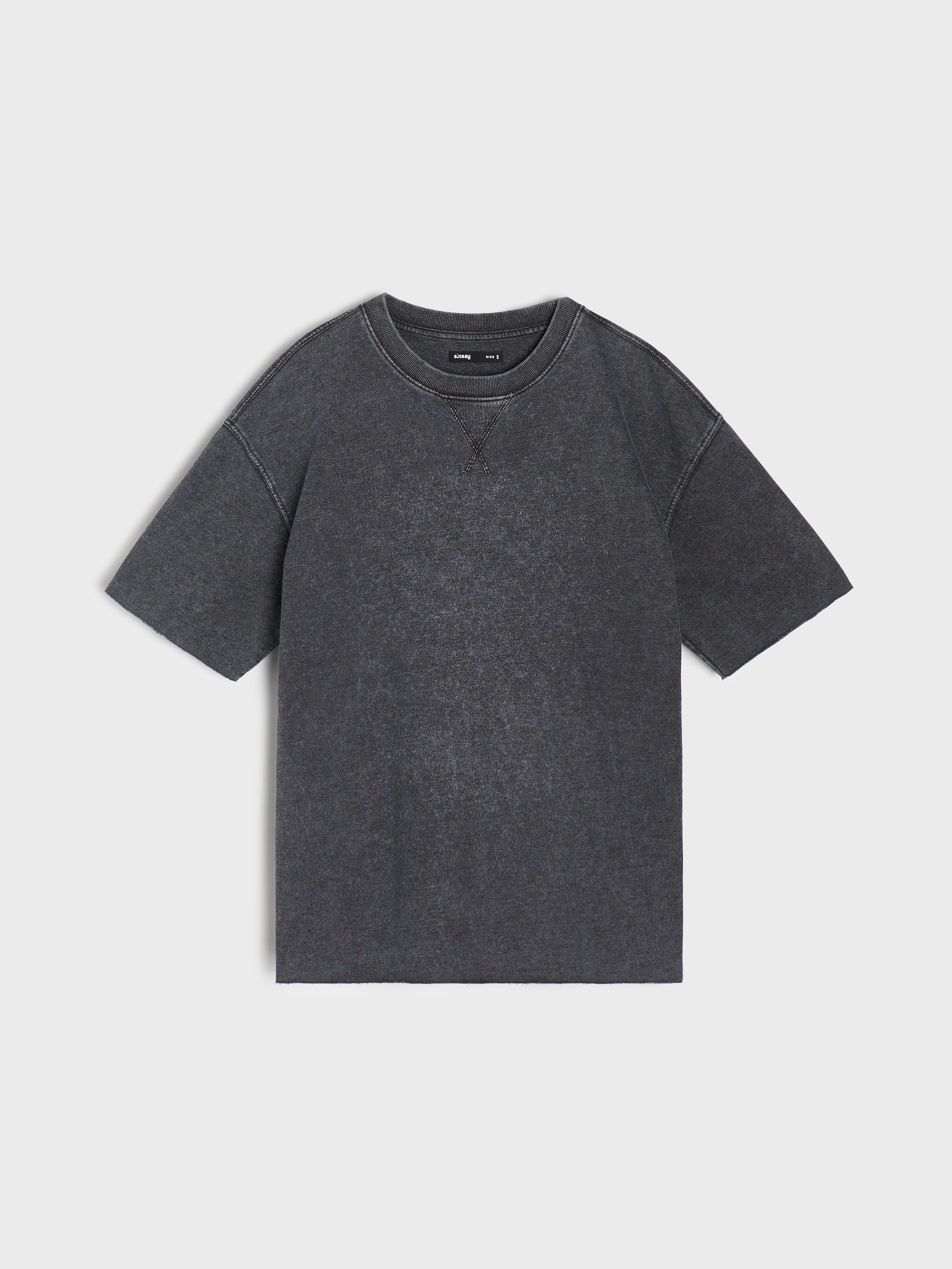 Sinsay - Bluza z krótkim rękawem - szary
