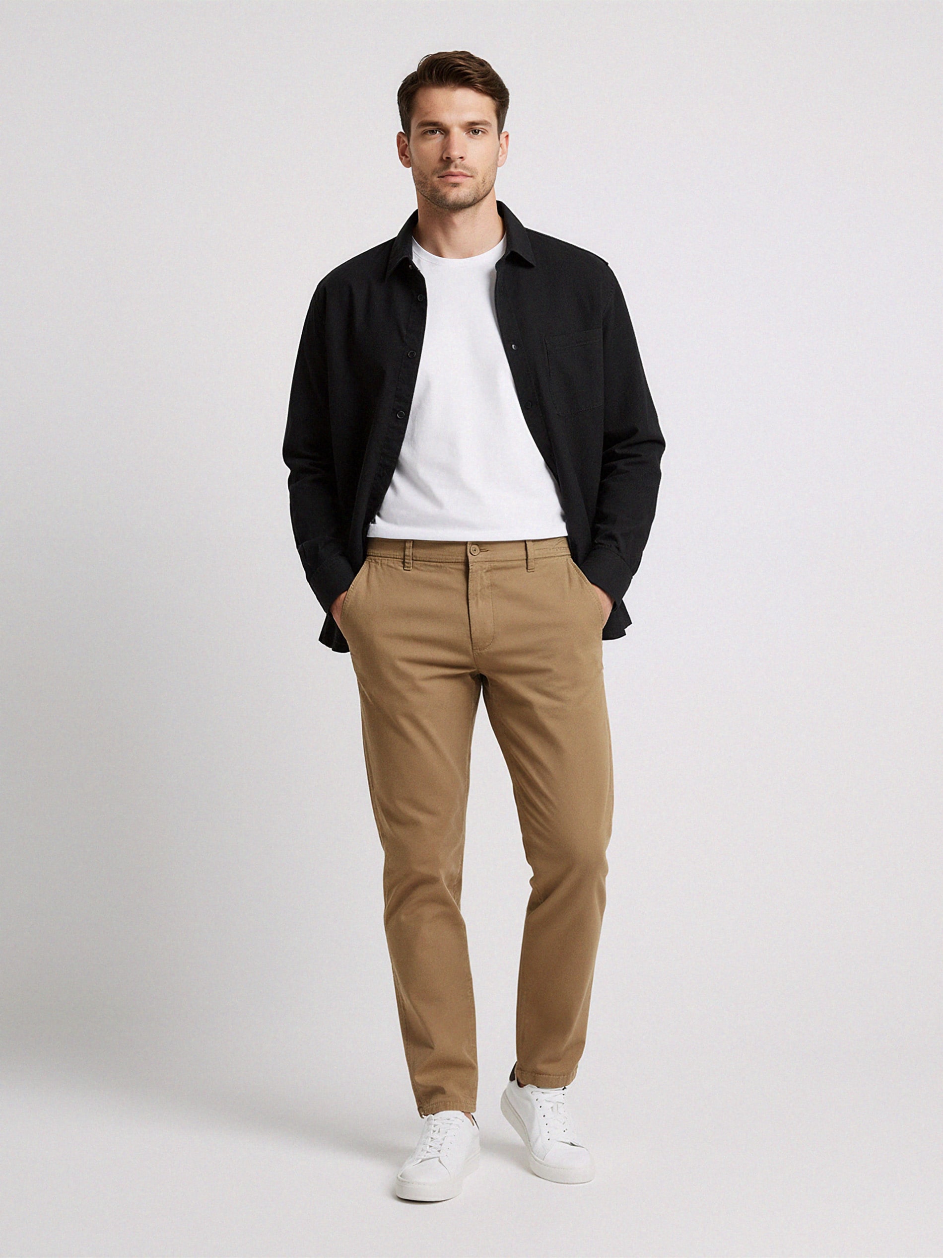 Sinsay - Spodnie chino slim - brązowy