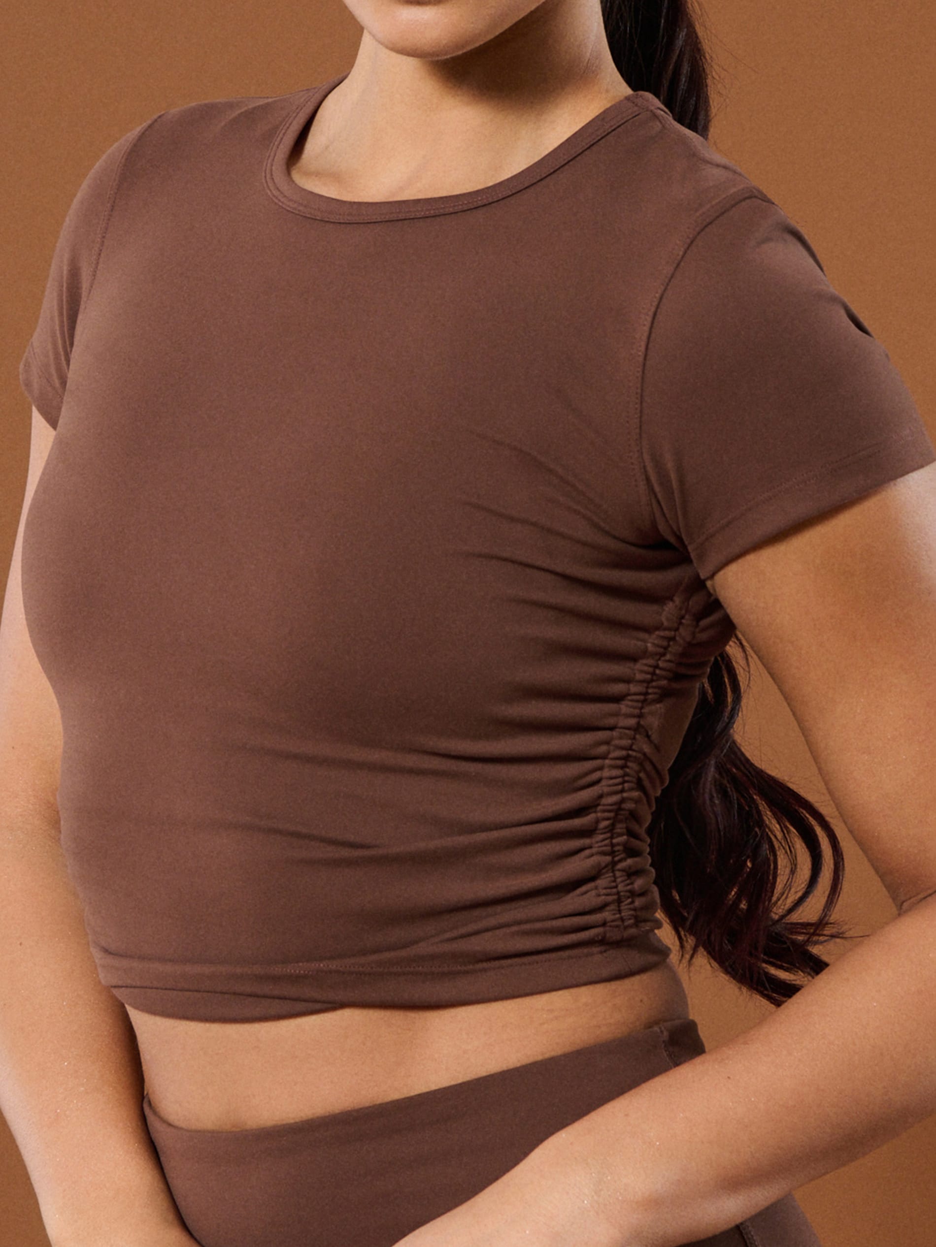 Sinsay - Sportowe crop top - brązowy