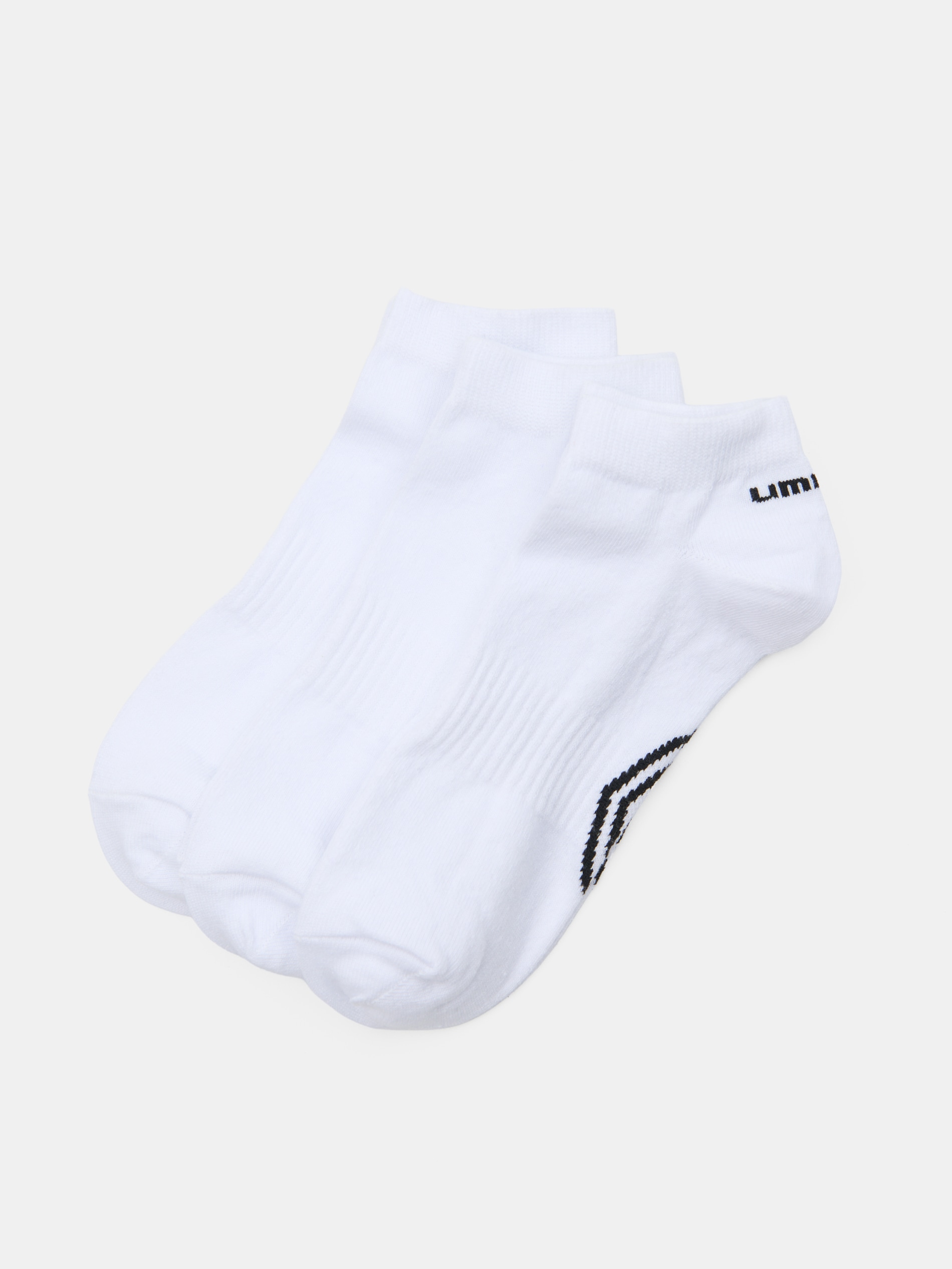 Męskie skarpety Umbro 3 pack krótkie białe bawełniane z nadrukiem